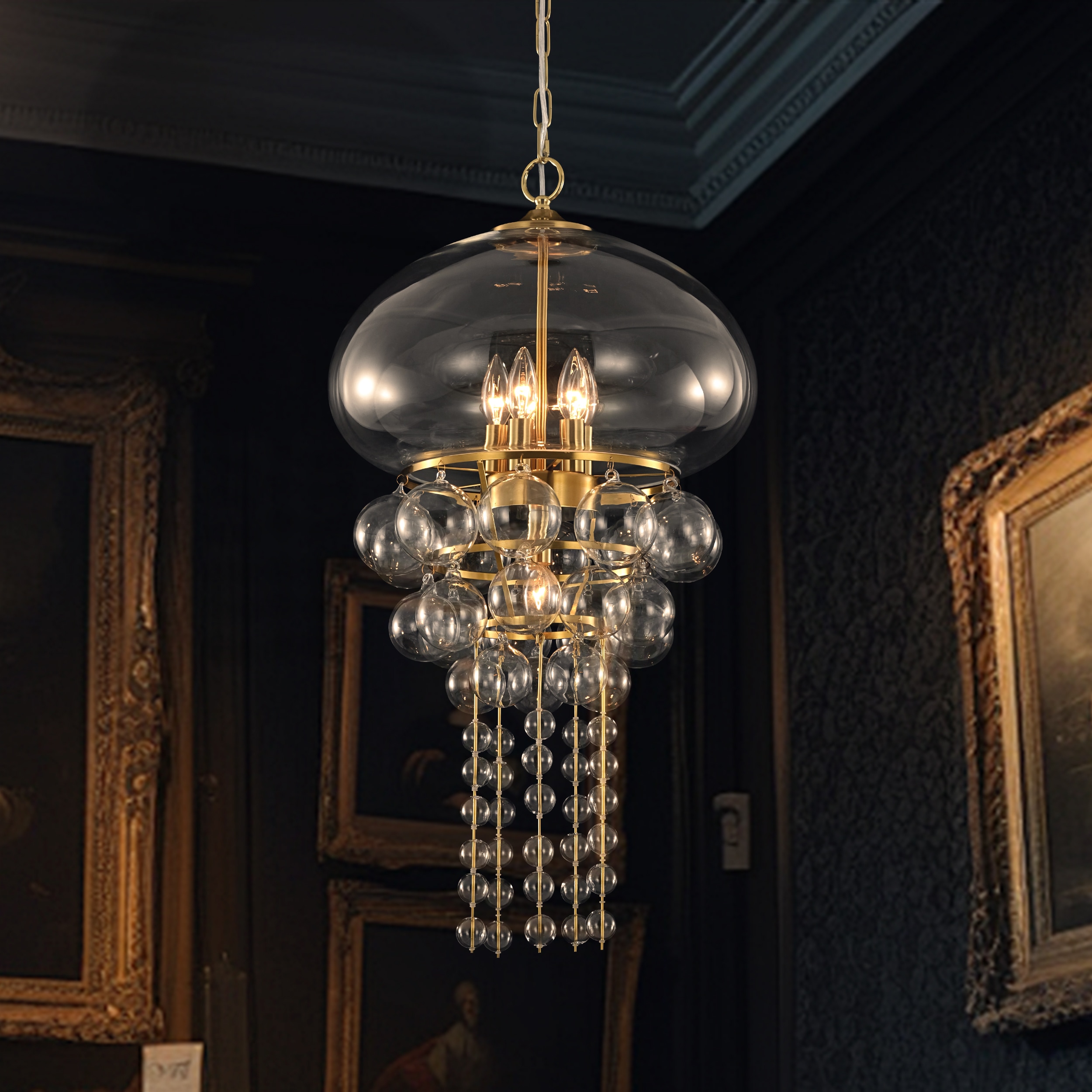 Zicbol 6 -Light Gloss Copper Clear glass Metal Chandelier