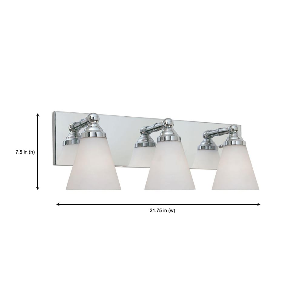 Hudson Chrome 21.75" Modern Wall Bath Bar with White Opal Glass