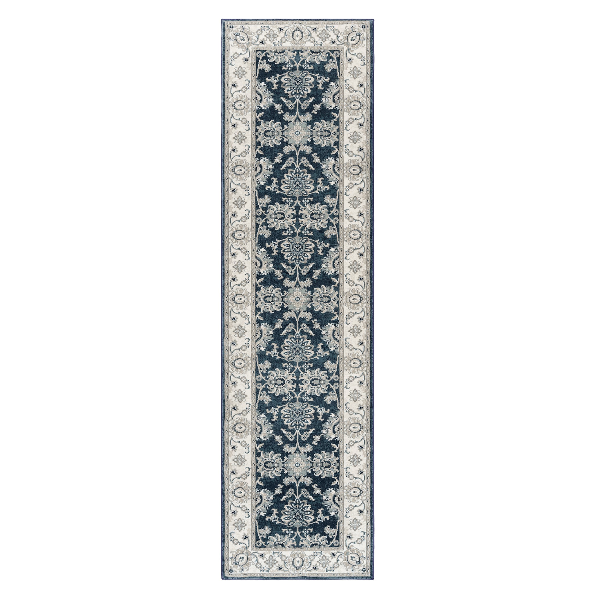 GERTMENIAN 2 X 8 (ft) Dark Blue Indoor Border Oriental Runner Rug in ...