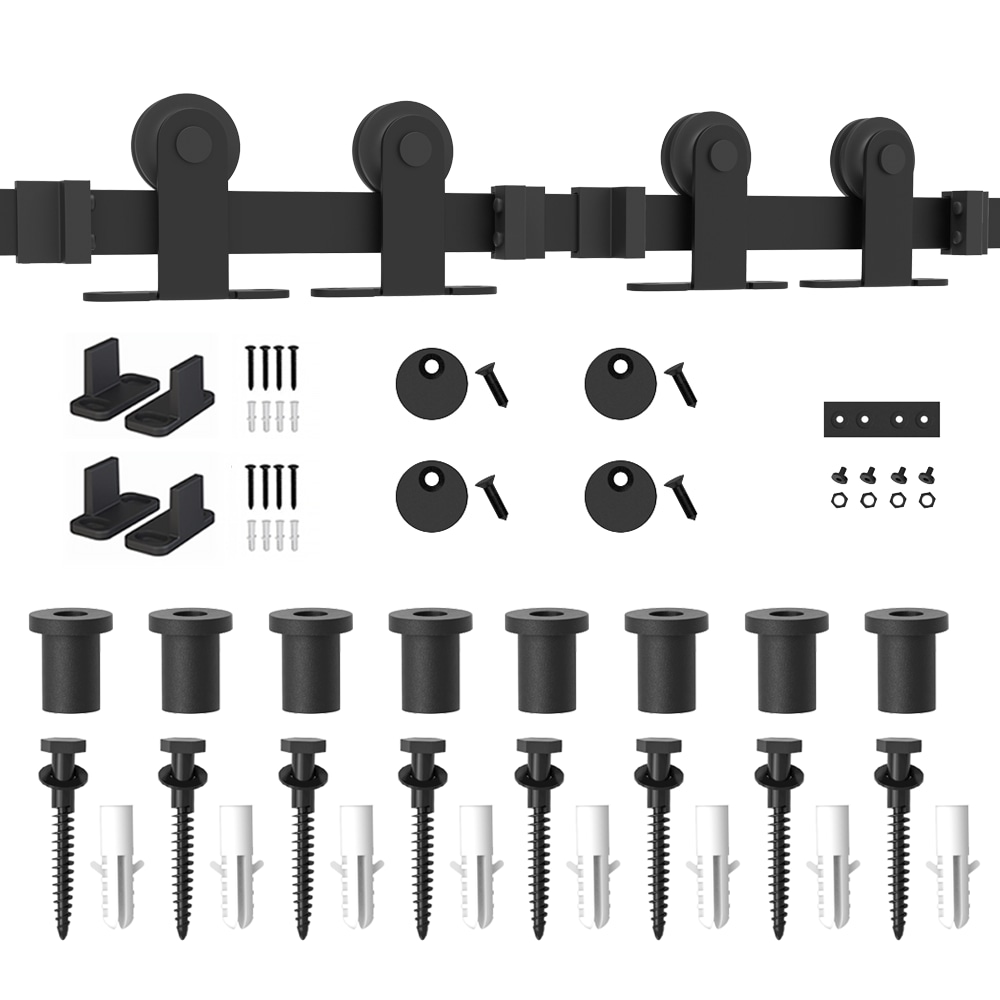 WINSOON GCM1954 120-in Matte Matte Black Indoor Top mount Double Barn door hardware kit