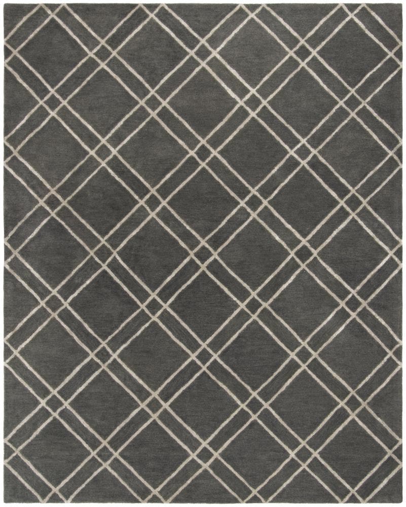 Safavieh HIM901F-8 Himalaya Ama 8 x 10 (ft) Tufted Wool Dark Gray/Ivory Rectangular Indoor Trellis Area rug