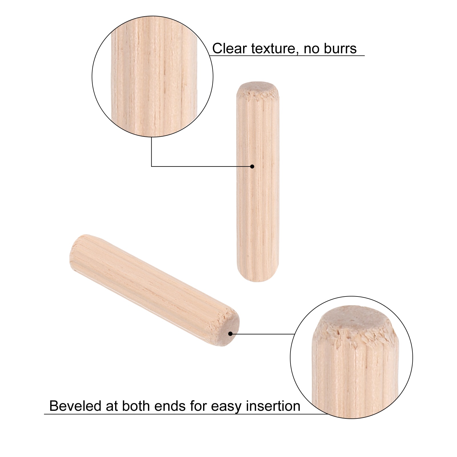 Unique Bargains 150pcs Wooden Dowel Pins 6 x 30mm (0.24 x 1.18 Inch ...