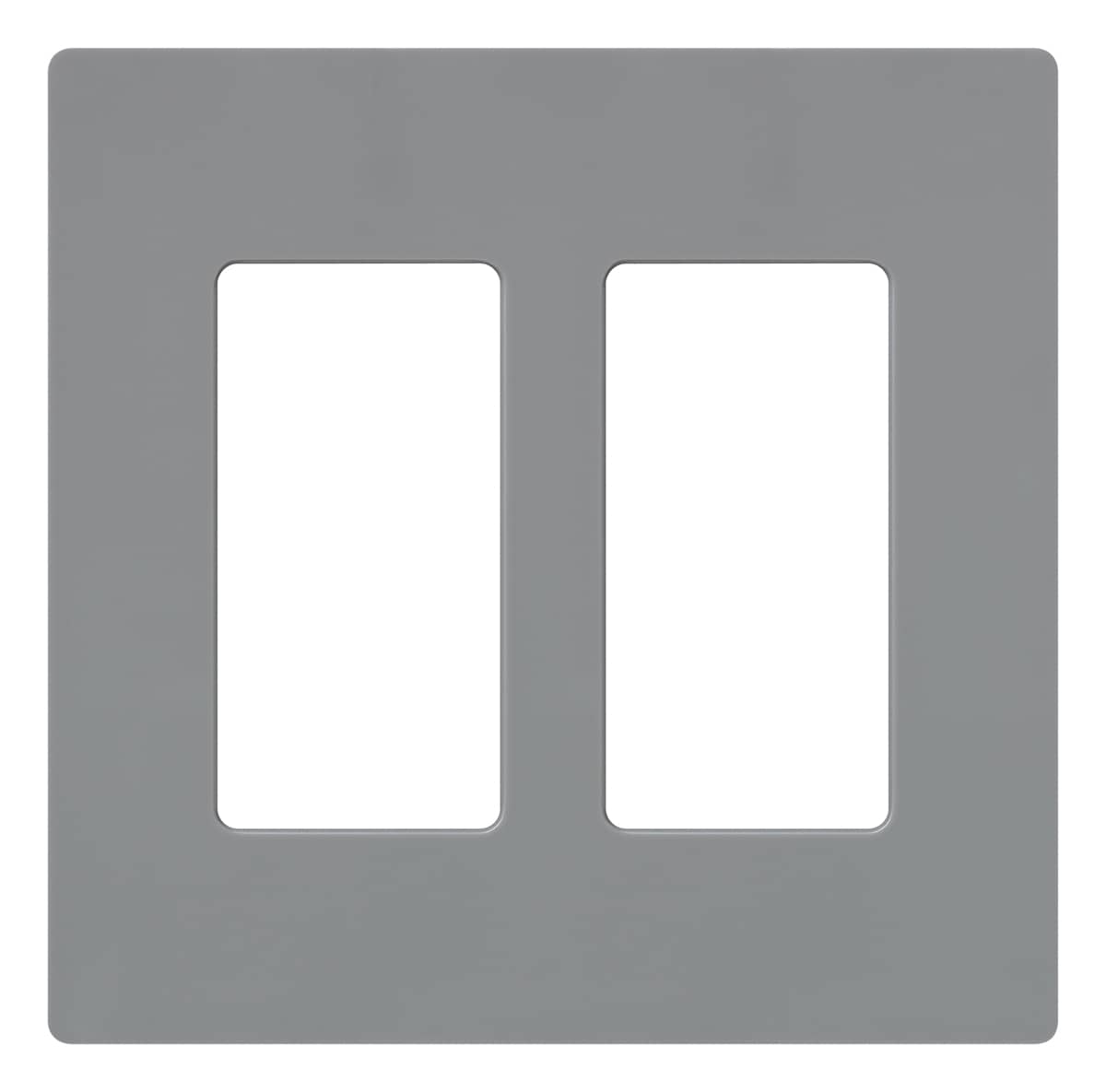 Lutron CW-2-GR Claro 2 -Gang Standard Size Gray Plastic Indoor Screwless Decorator Wall Plate