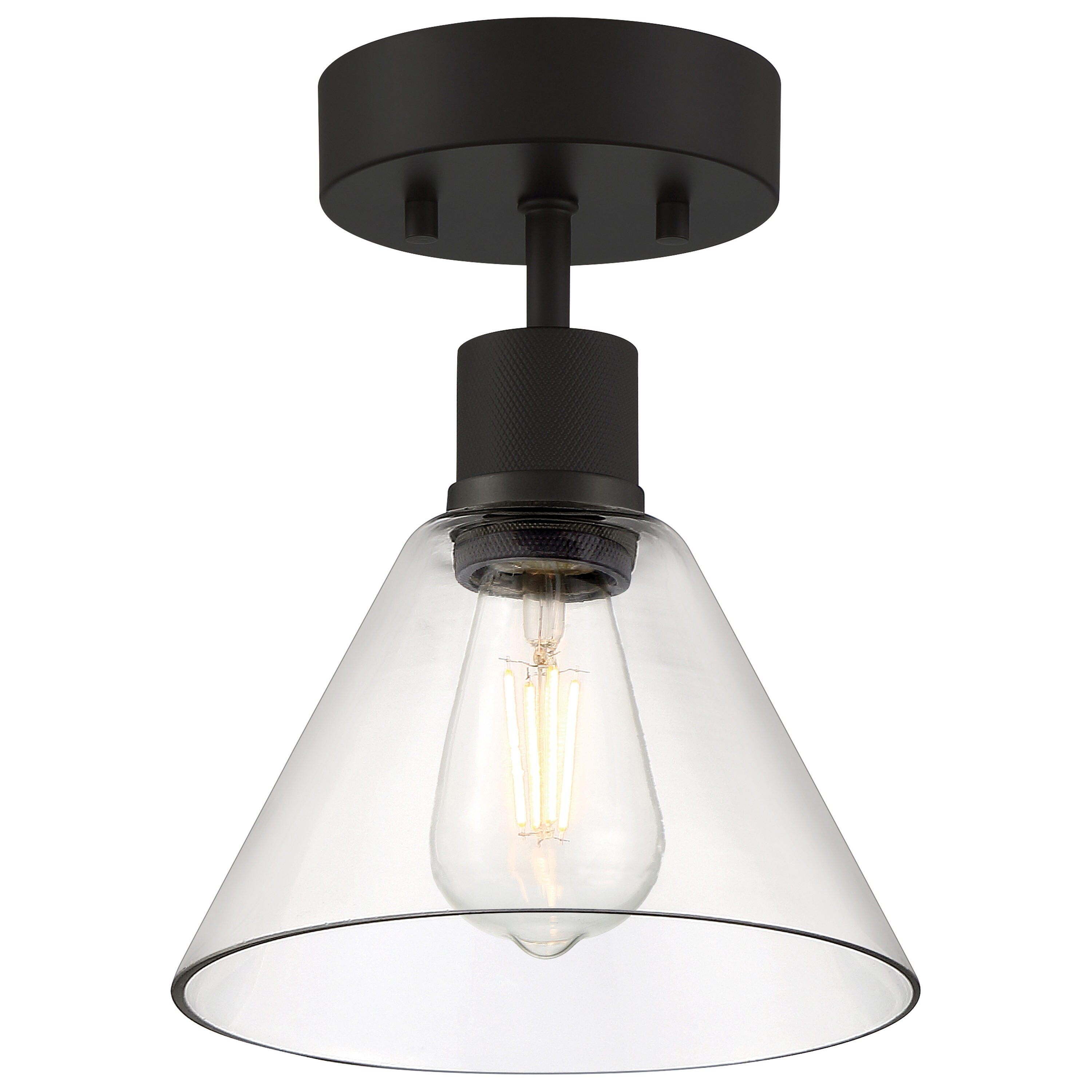 Access Lighting 63146LEDDLP-MBL/CLR Port Nine 1-Light Matte Black Indoor/Outdoor Led, Semi-Flush mount light