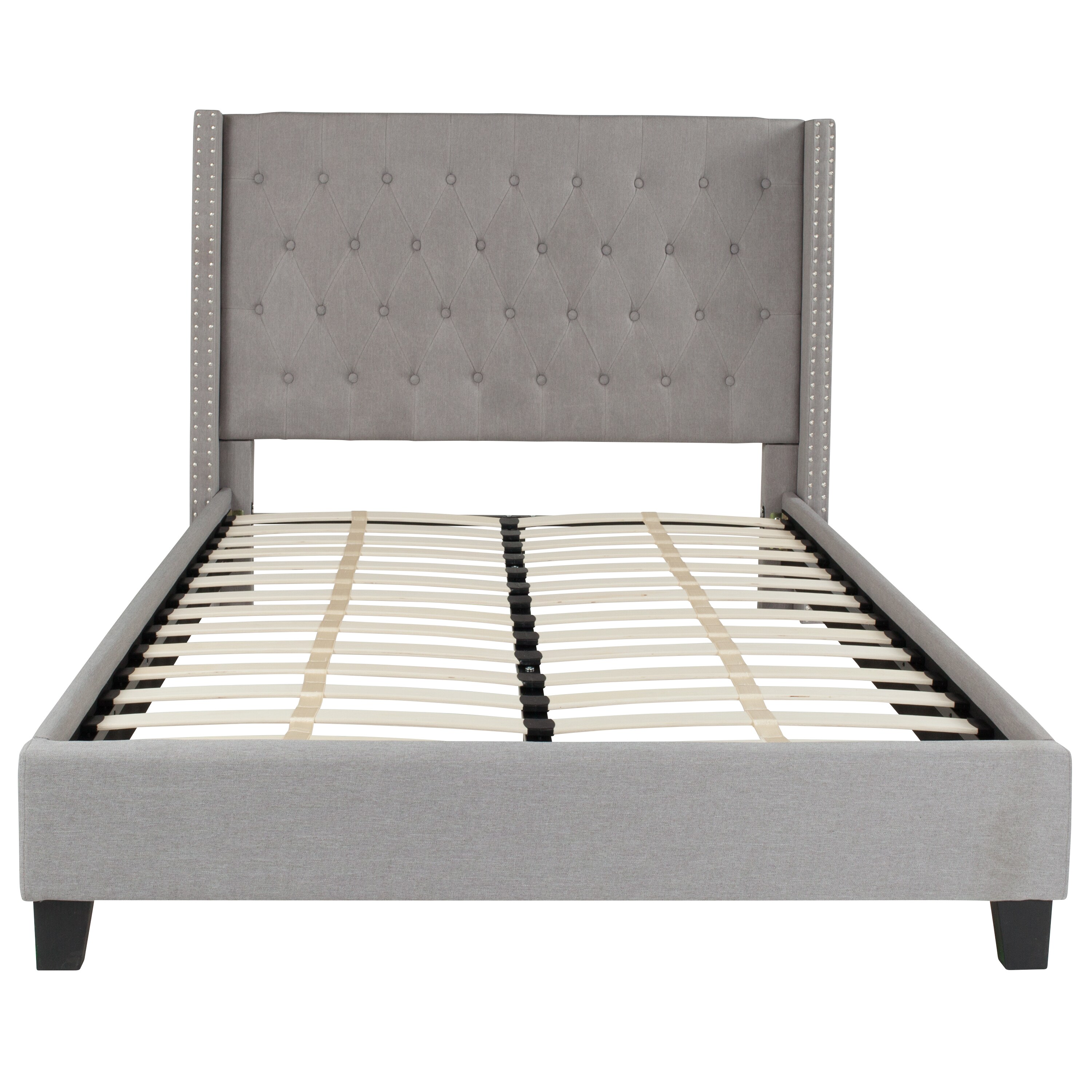 Riverdale Light Gray Full-Size Tufted Nailhead Trim Upholstered Bed