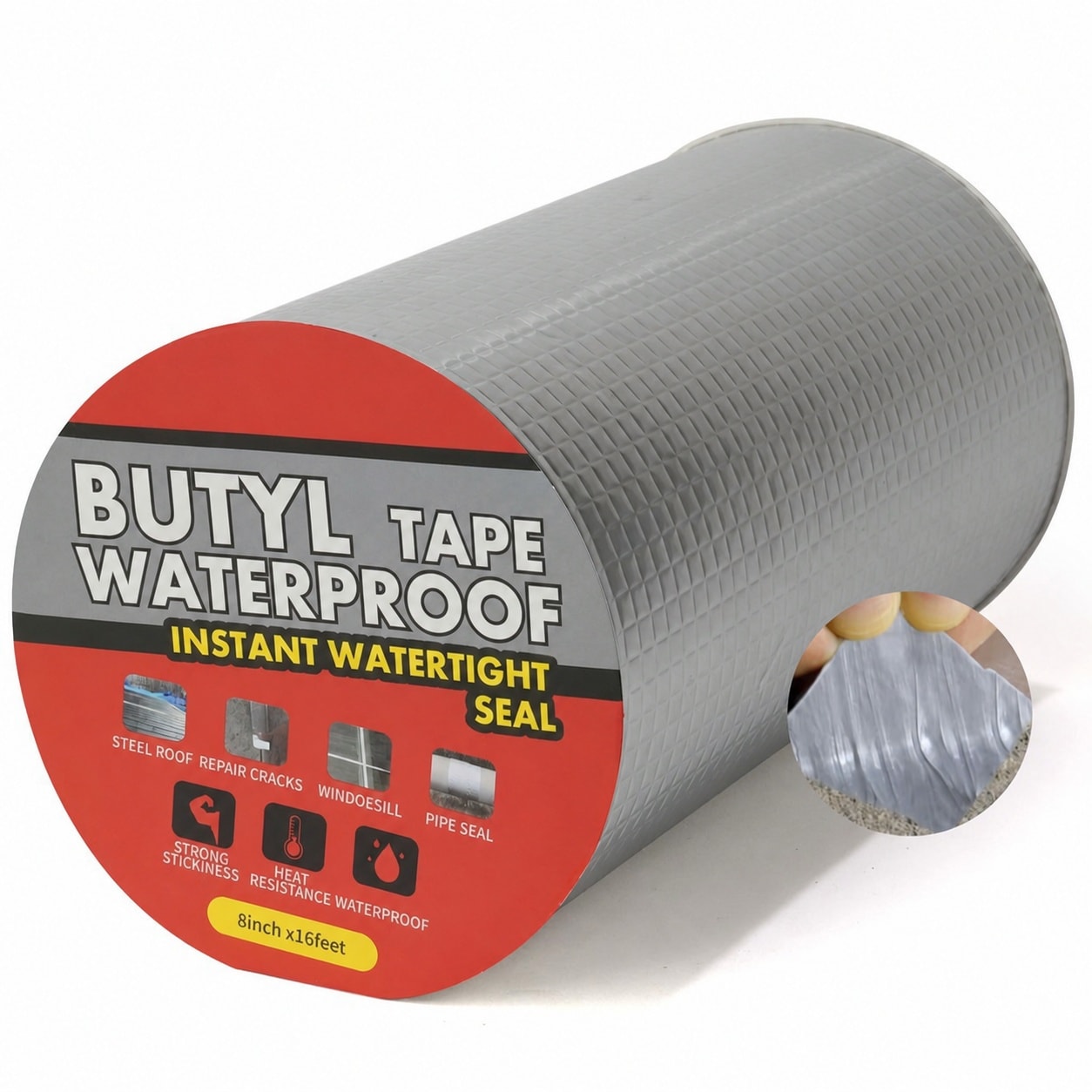 LAIFUCAM  Butyl Tape Waterproof Sealing Tape 8inch x 16feet Upgraded Aluminum Foil Tape Heavy Duty for RV Repair Awning Window Glass EDPM Roof