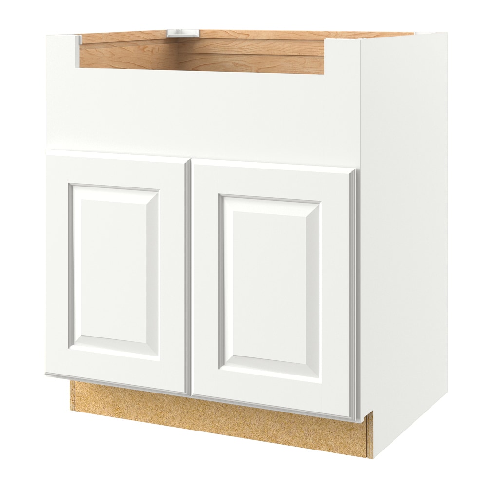 Tilson 36-in W x 34.5-in H x 24-in D Linen Apron Front Sink Base Fully Assembled Cabinet (Raised Panel Square Style) in White | - allen + roth 25379TS