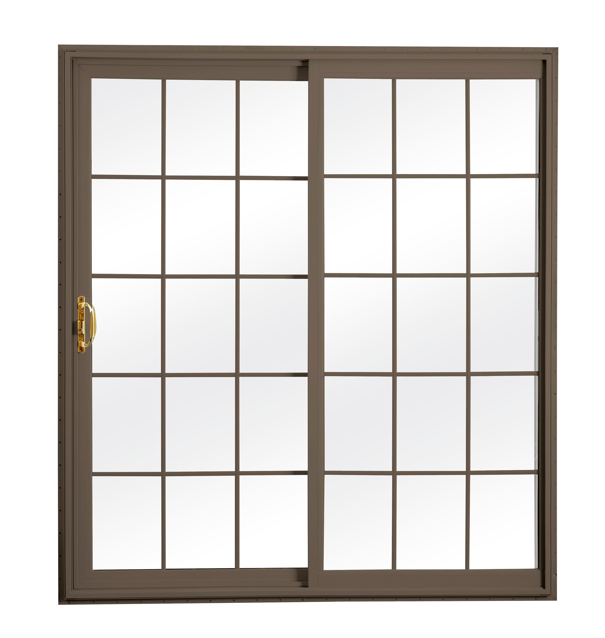 RELIABILT 719801223500 72-in x 80-in x 4-9/16-in Jamb Terratone Vinyl Universal Sliding Patio Door with Low-E argon Glass with Grilles