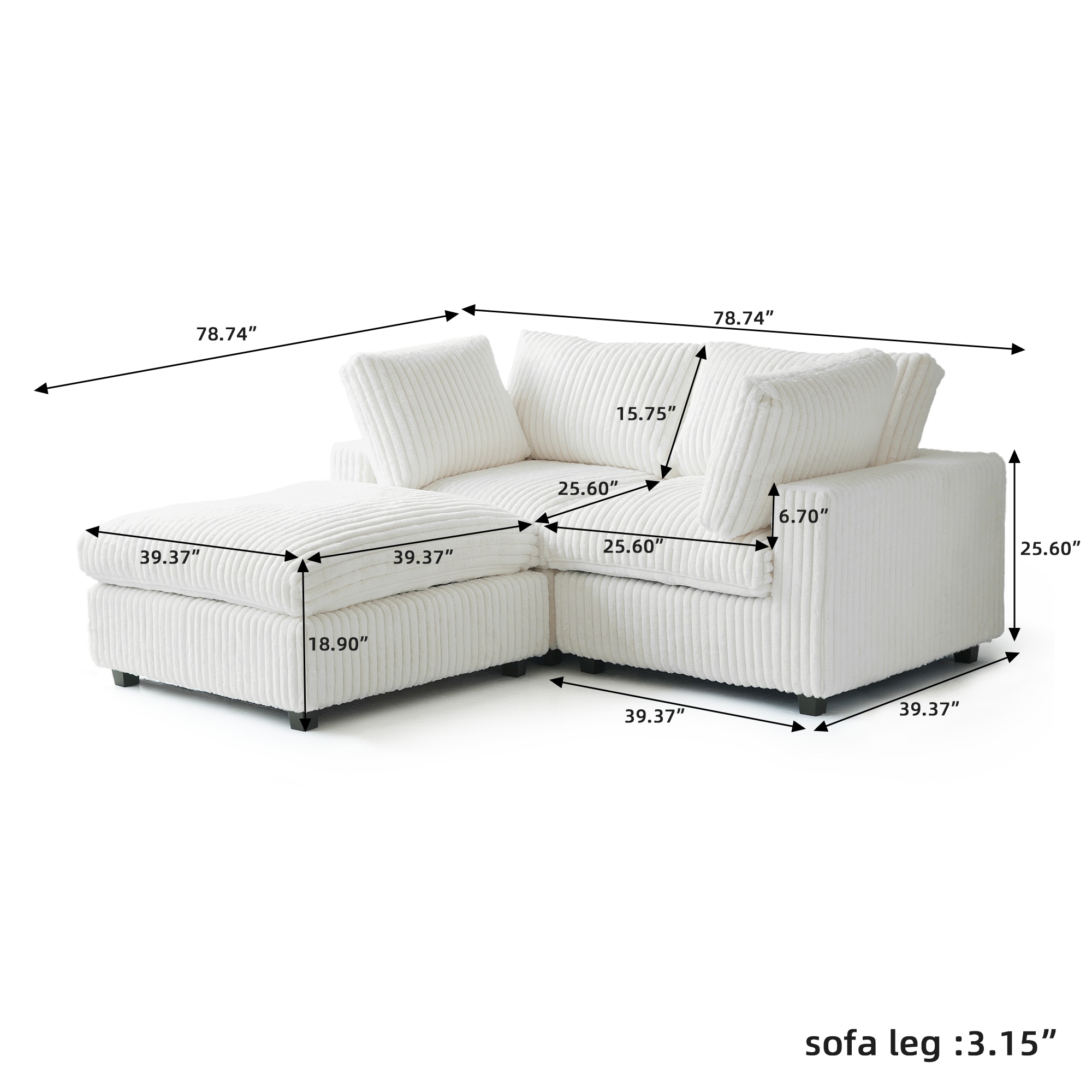 BuotiqHom DH-SF2+1-141BE Sofas-Loveseats - View #3