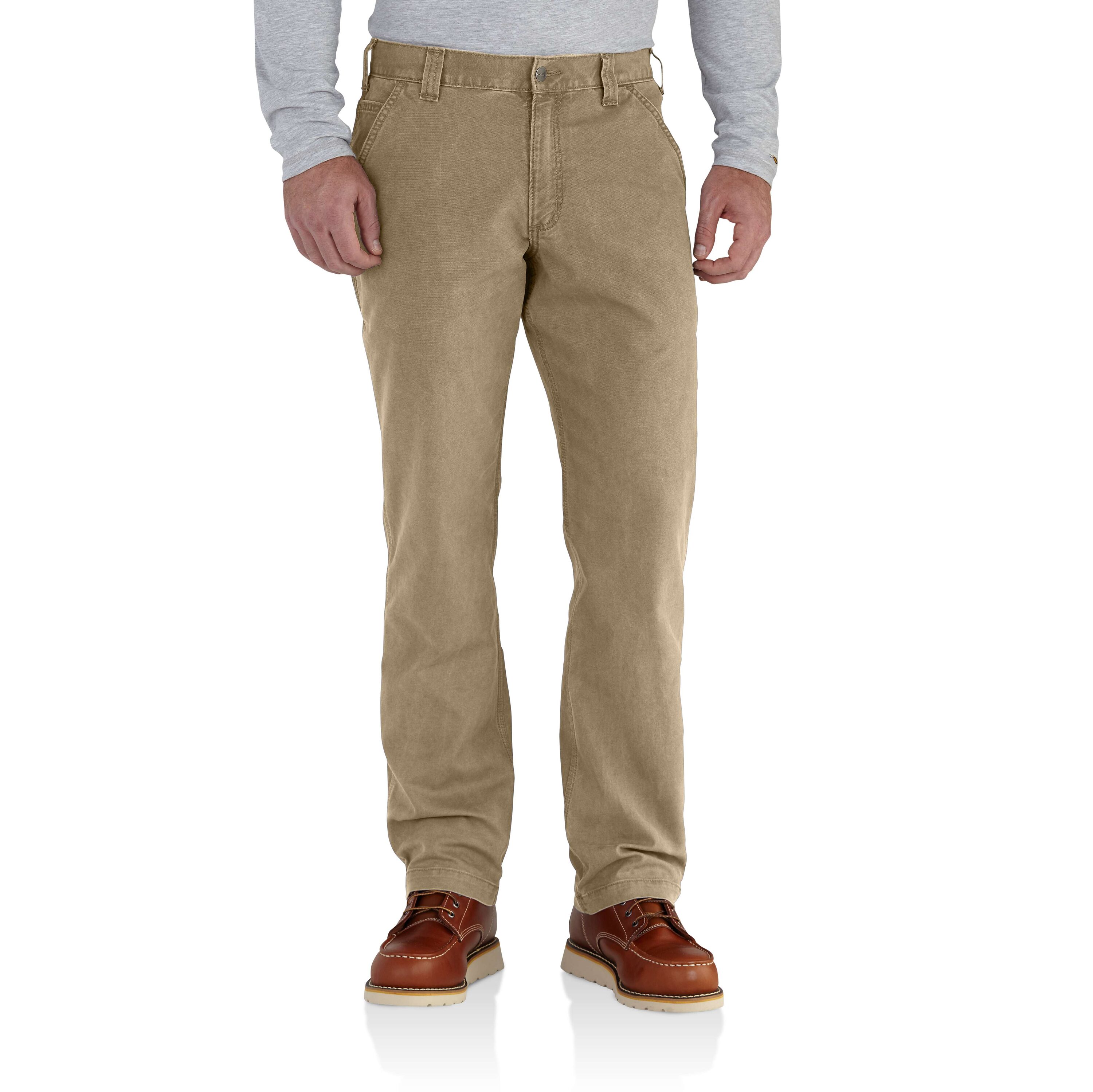 Carhartt Men's Relaxed Fit Dark Khaki Canvas Work Pants (29 X 32) in the  Pants department at