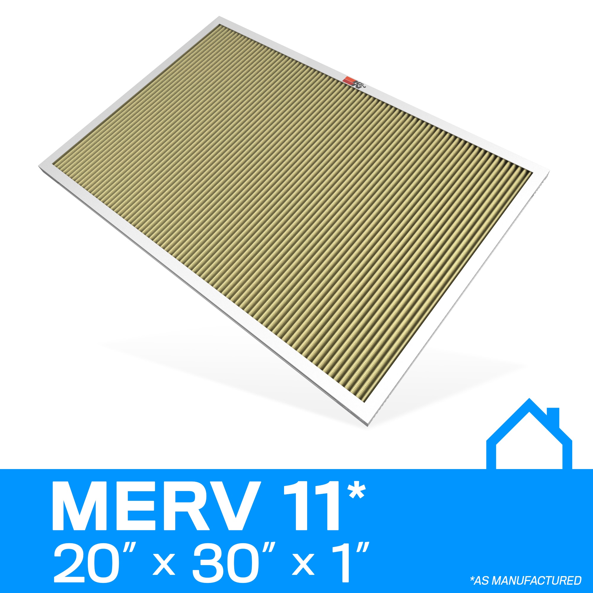 K&N 20-in W x 30-in L x 1-in Washable Pleated Air Filter