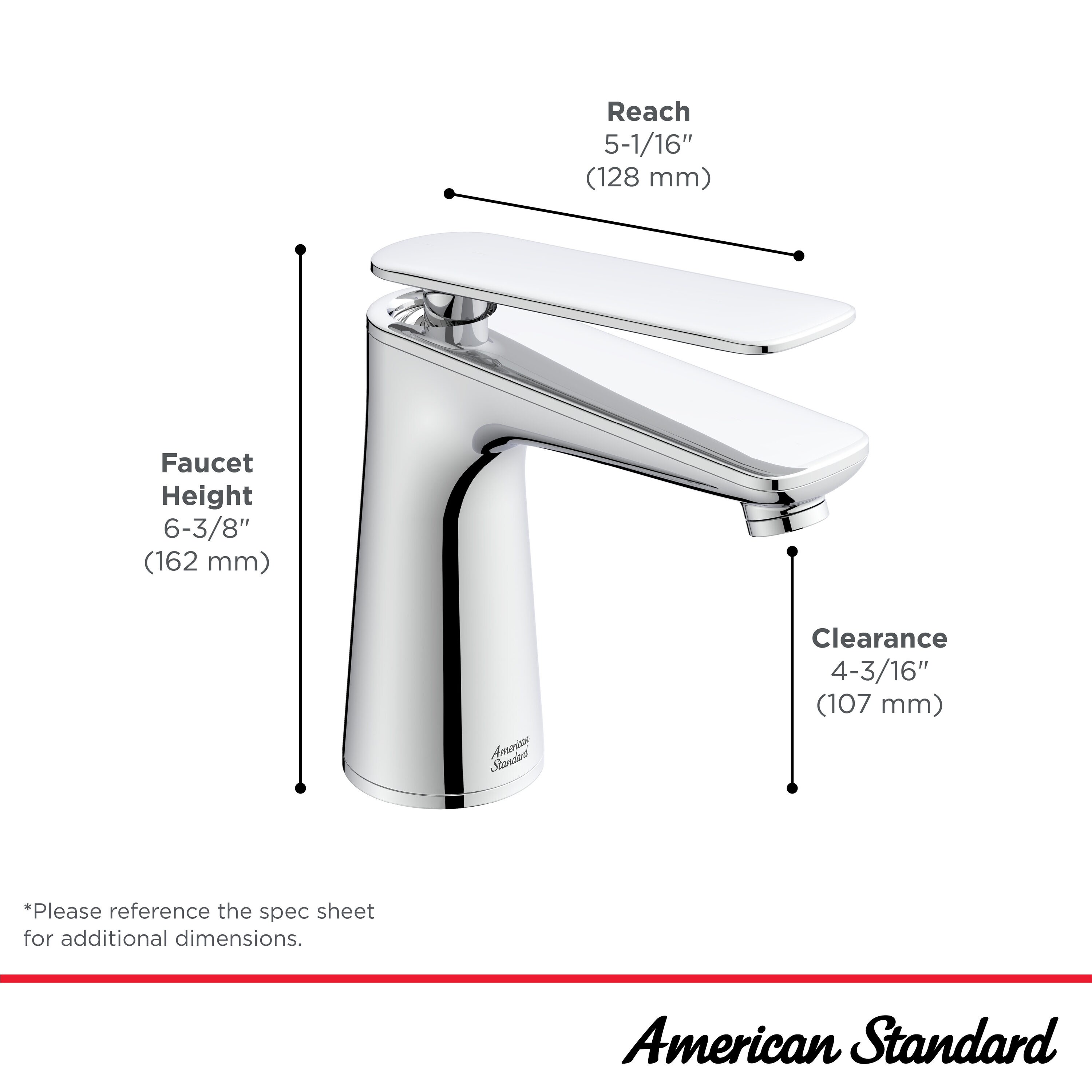Polished Chrome Single-Handle Bathroom Faucet, 6.38-inch Height