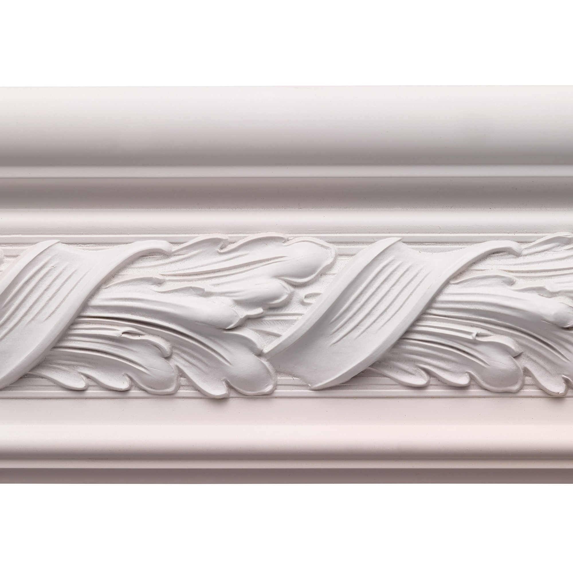 Primed White Hardwood Acanthus Chair Rail Moulding 4-ft