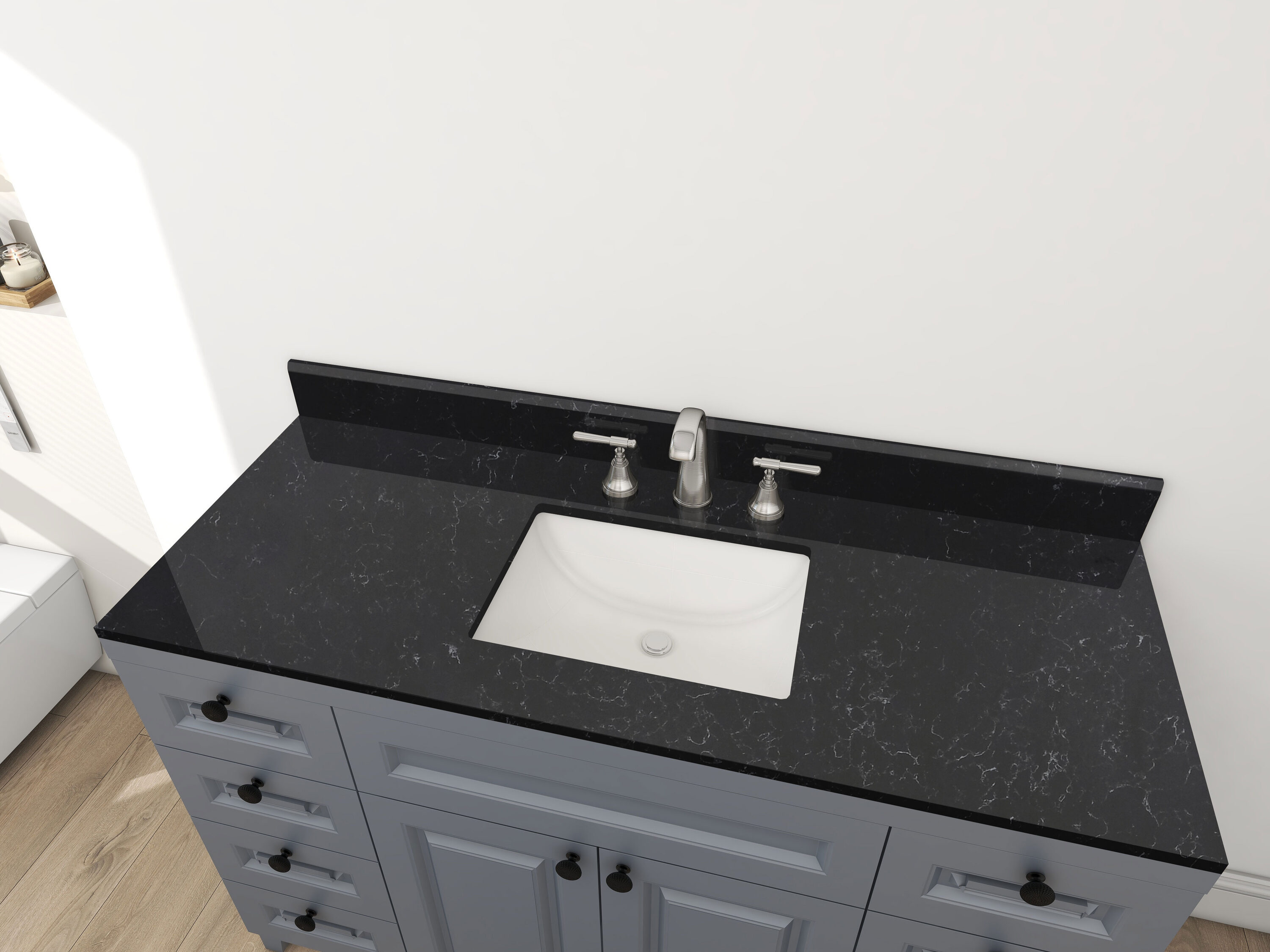 Winette 49-in White Quartz Undermount Single Sink Vanity Top
