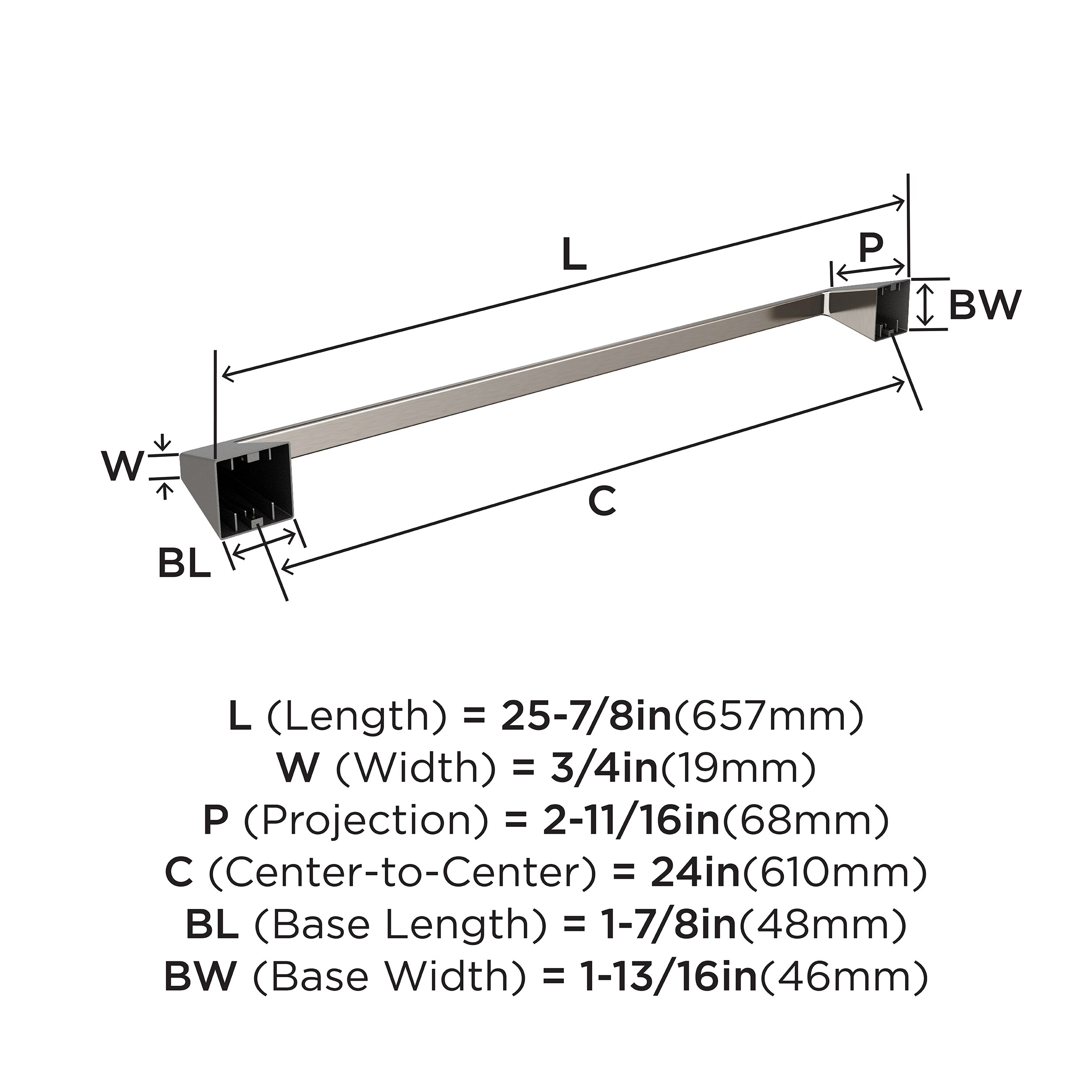 Brushed Nickel 24-Inch Wall Mounted Towel Bar
