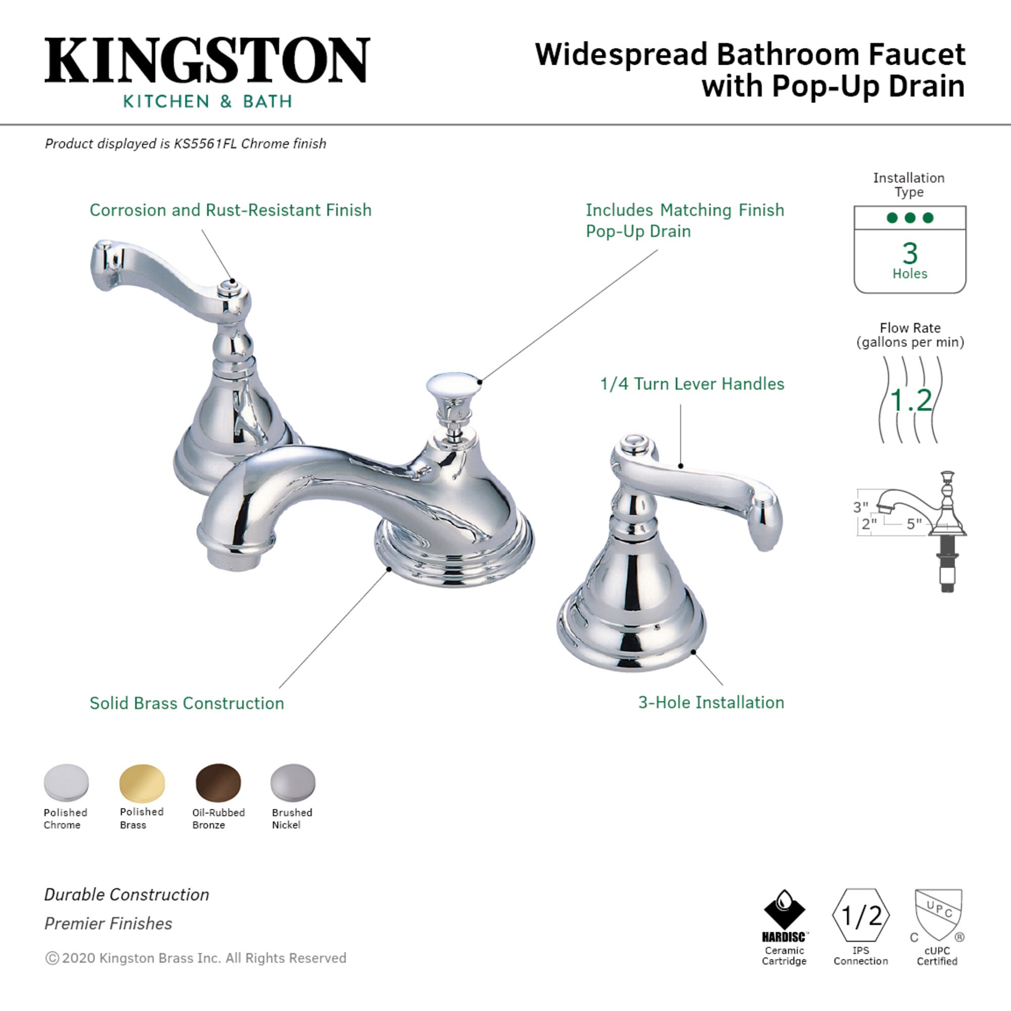 Elements of Design ES5561FL Lavatory-Faucets - View #3