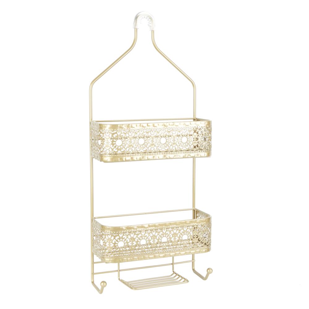 Gold Steel 2-Shelf Hanging Shower Caddy 11-in-W x 5-in-D x 26-in-H