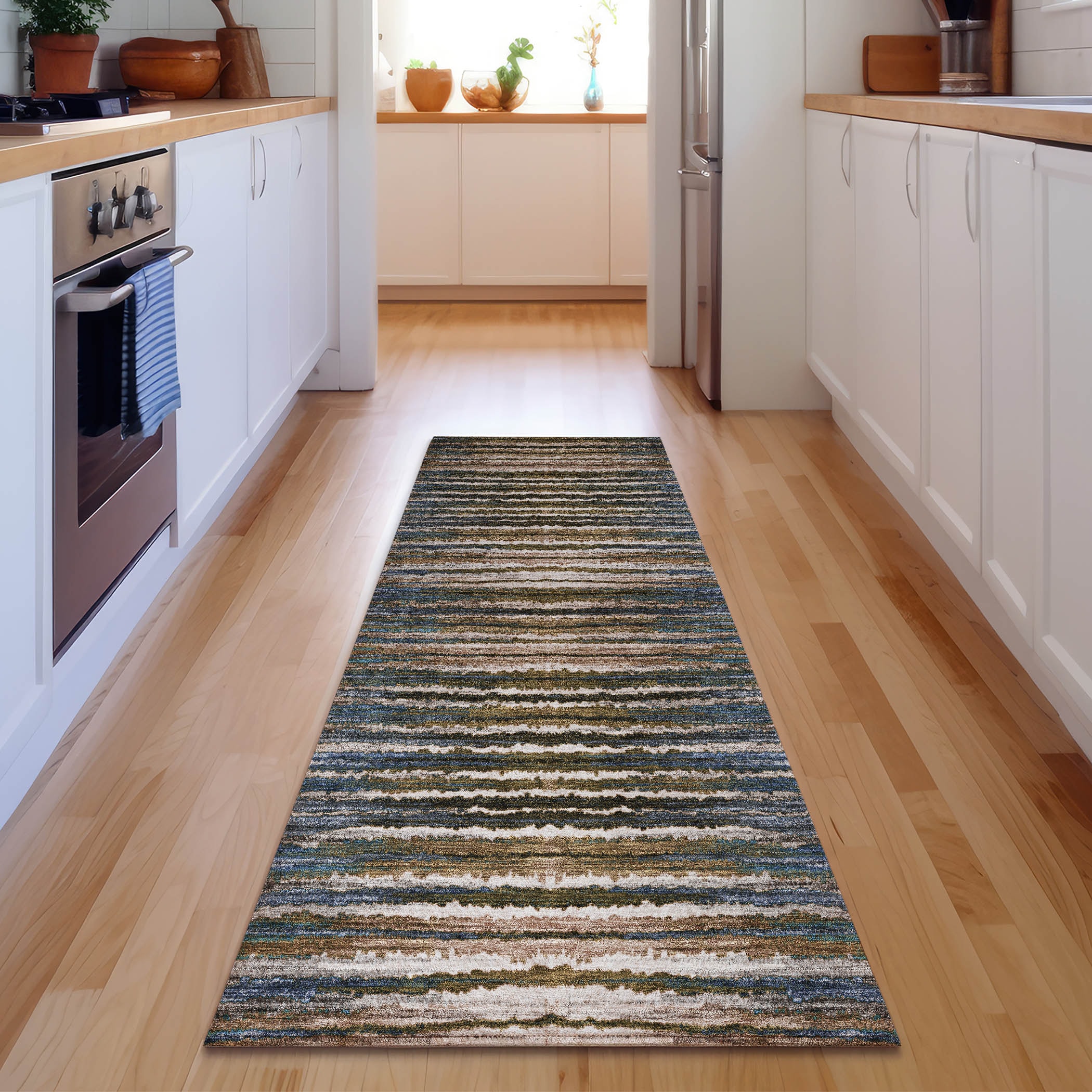 Addison Rugs AMF604BU2X8 Mayfield AMF604BU 2 x 7 (ft) Loomed Polyester Blue Rectangular Indoor Geometric Machine washable Area rug