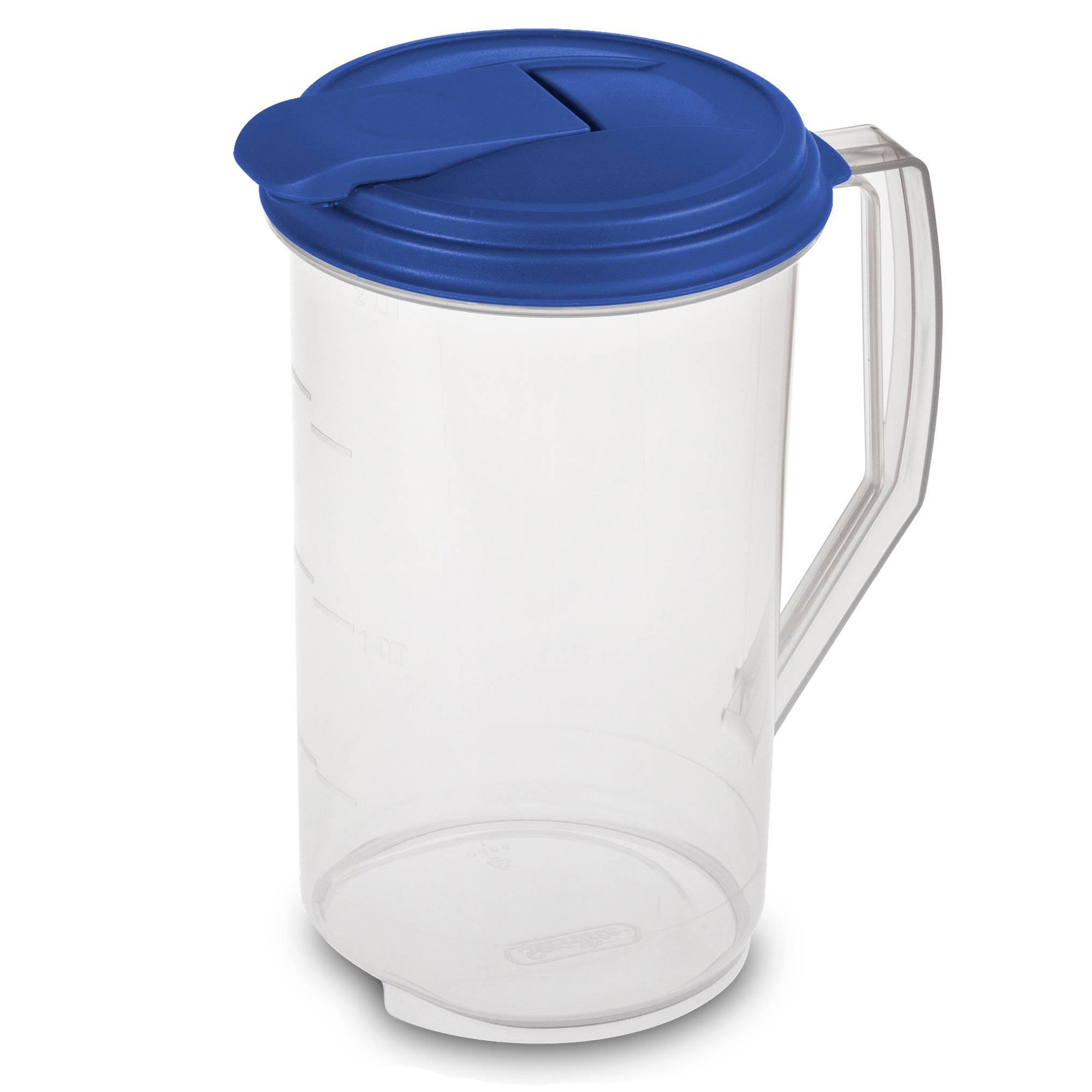 2 Pack Heavy Duty 1 Gallon/4.5 Liter Round Clear Plastic Pitcher Jug with Lid See Through Base & Handle for Water Iced Tea Beverages-10 x 7 inch