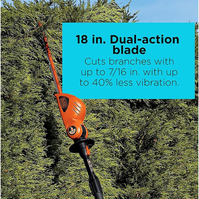 BLACK+DECKER 18 in. 20V MAX Lithium-Ion Cordless Pole Hedge Trimmer with (1) 1.5Ah Battery and Charger Included BLACK+DECKER 18 in. 20V MAX Lithium-Ion Cordless Pole Hedge Trimmer with (1) 1.5Ah Battery and Charger Included