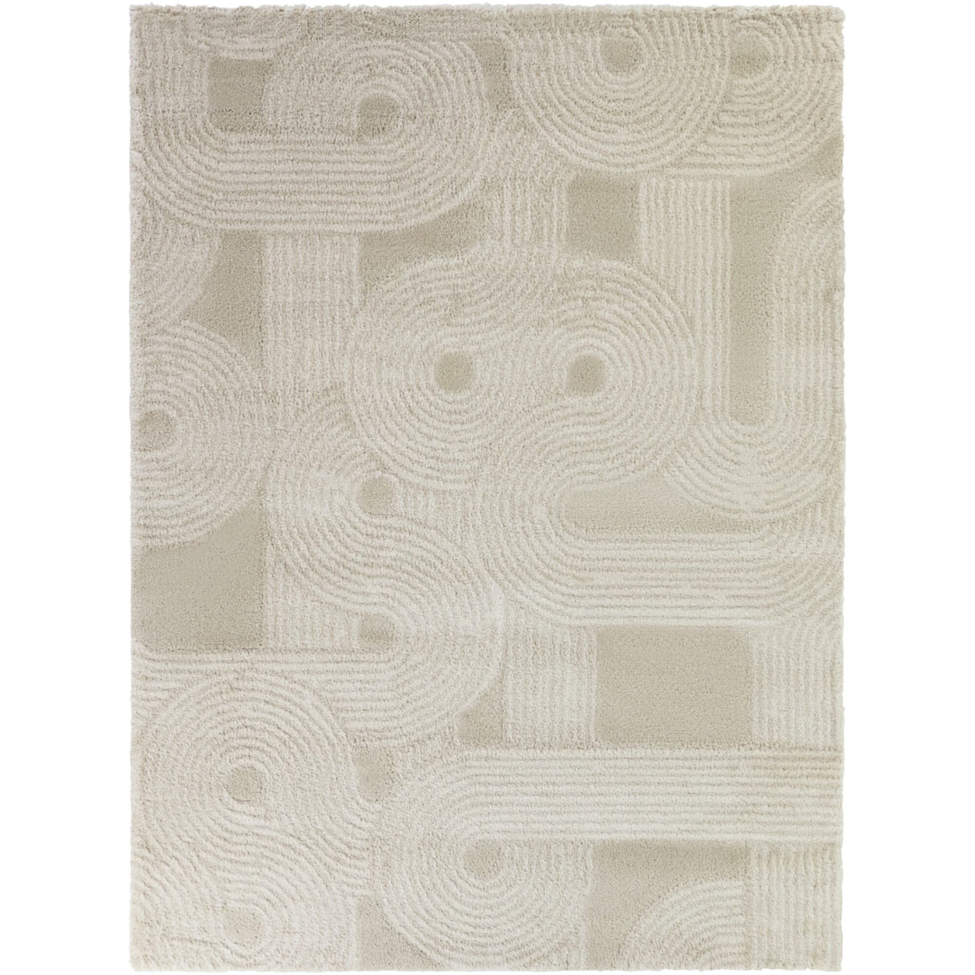 Bachmann 8 x 10 (ft) Tufted Polypropylene Beige/Cream Rectangular Indoor Geometric Mid-Century Modern Spot Clean Only Pet Friendly Area rug