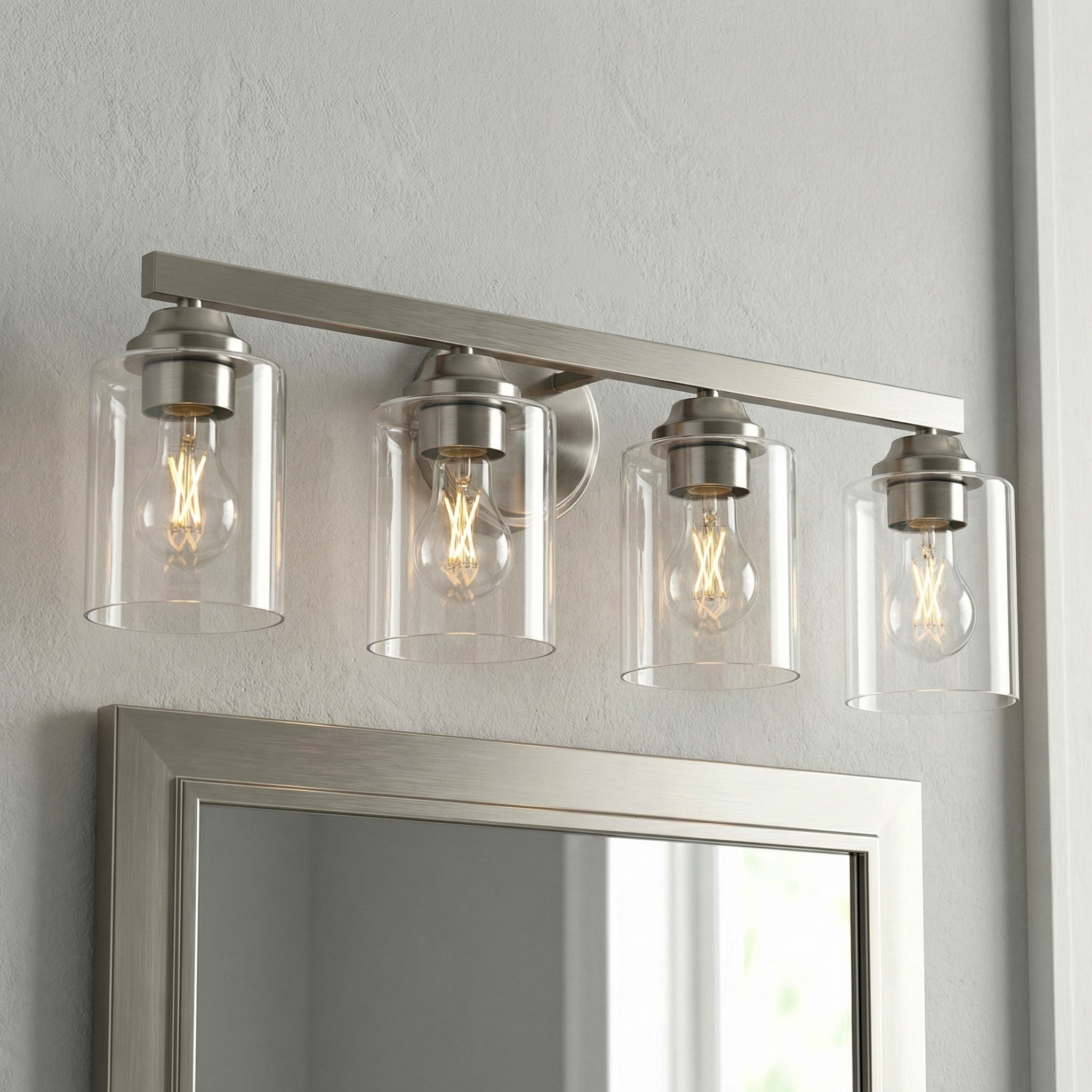 allen + roth Emeryson 24.5-in 4 Light Brushed Nickel Transitional Bathroom Vanity light