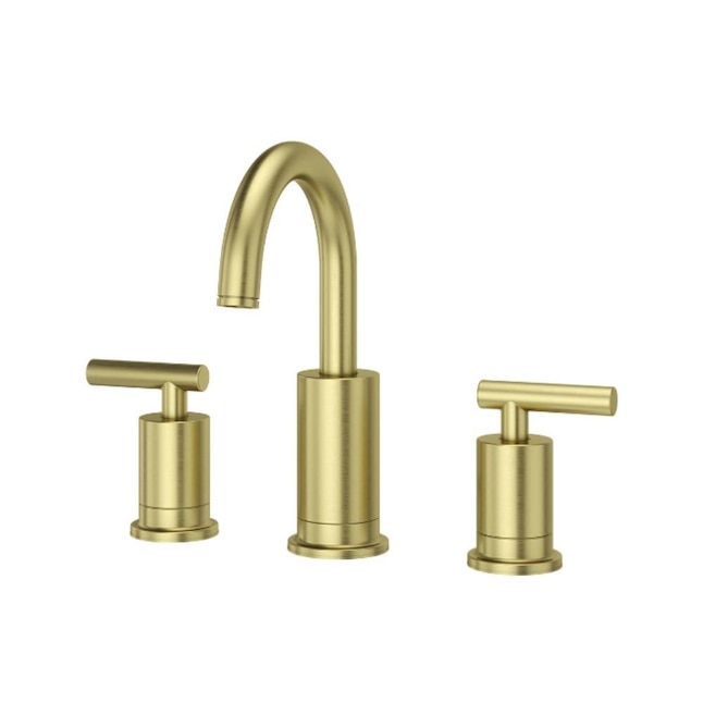 Bathroom Sink Faucet 3 Hole Brushed Gold Widespread Deck Mounted Basin Tap Brass