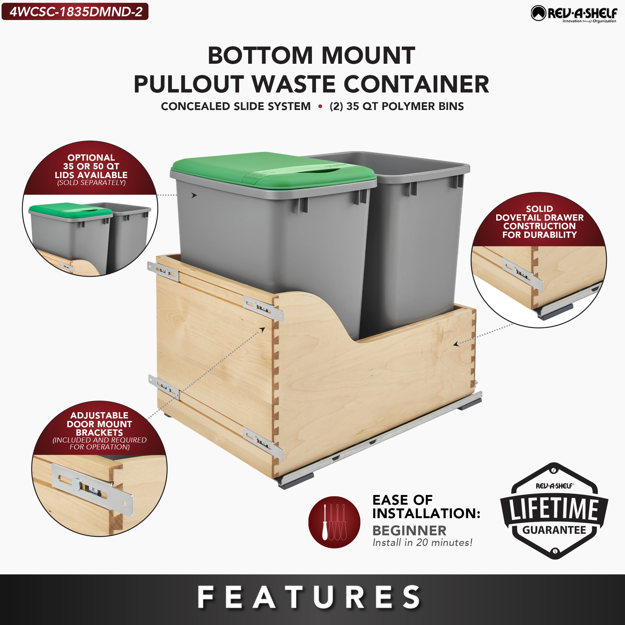 Rev-A-Shelf 252021 Pullout-Trash-Cans - View #3