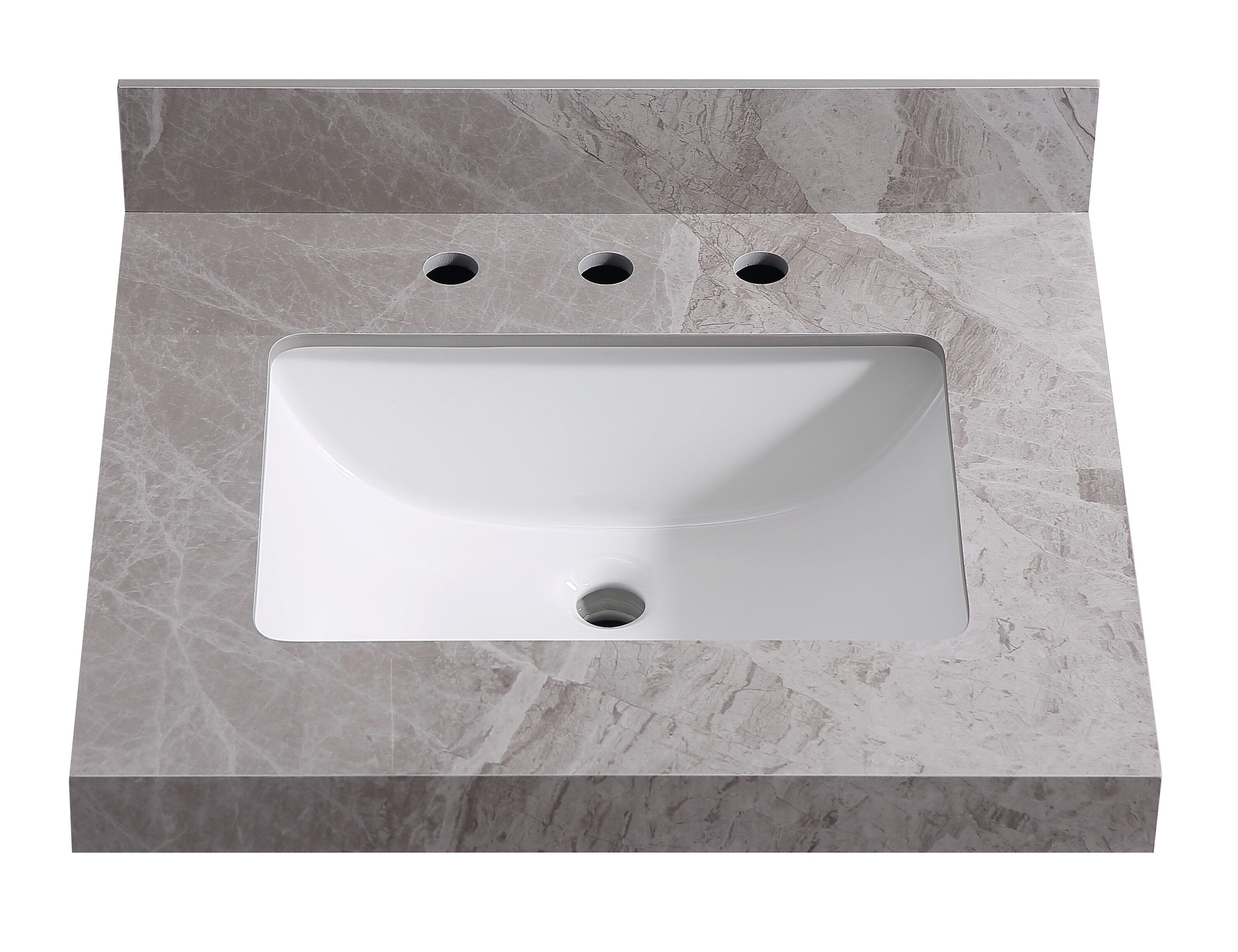 HomLux BD-PVTIG25 25 in. W x 22 in. D Porcelain Vanity Tops in Italian Grey