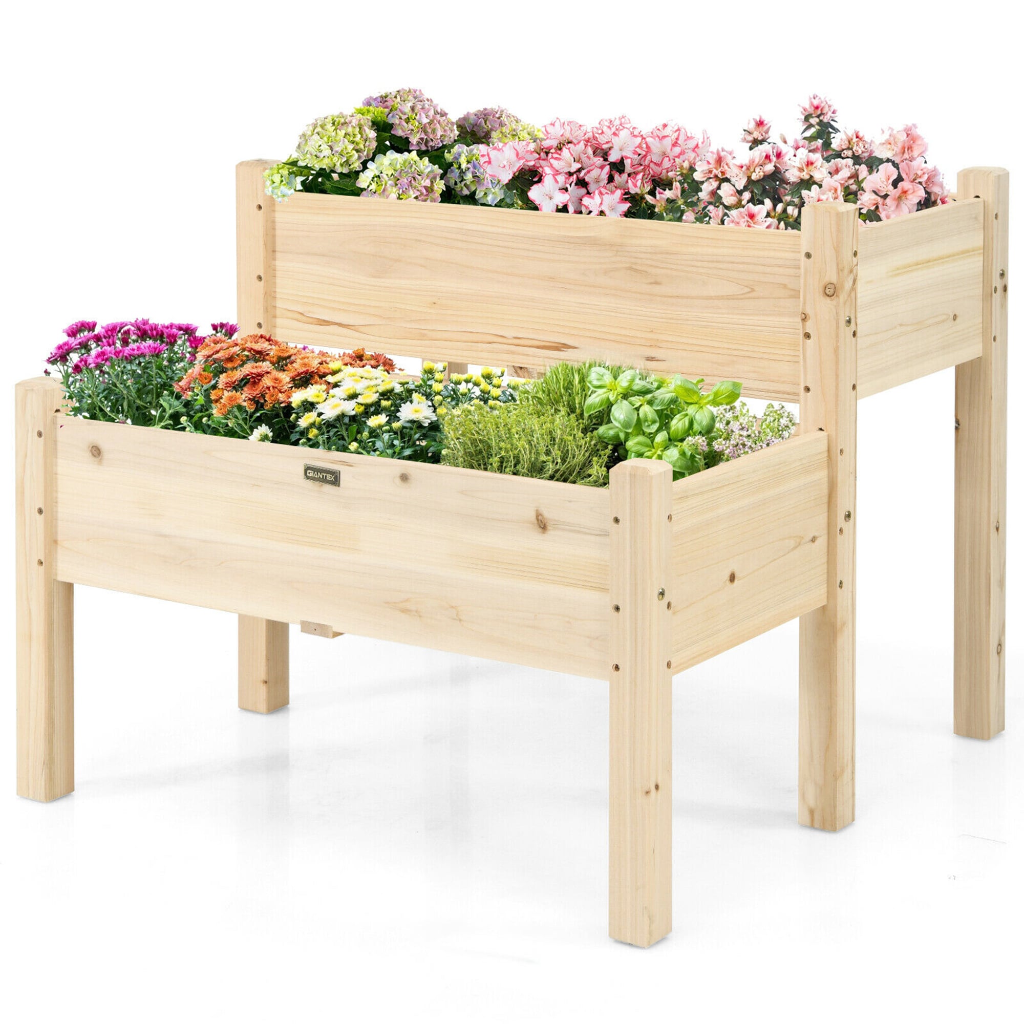Costway LWS00538 33.5-in W x 34-in L x 28.5-in H Natural Wood Raised Garden Bed