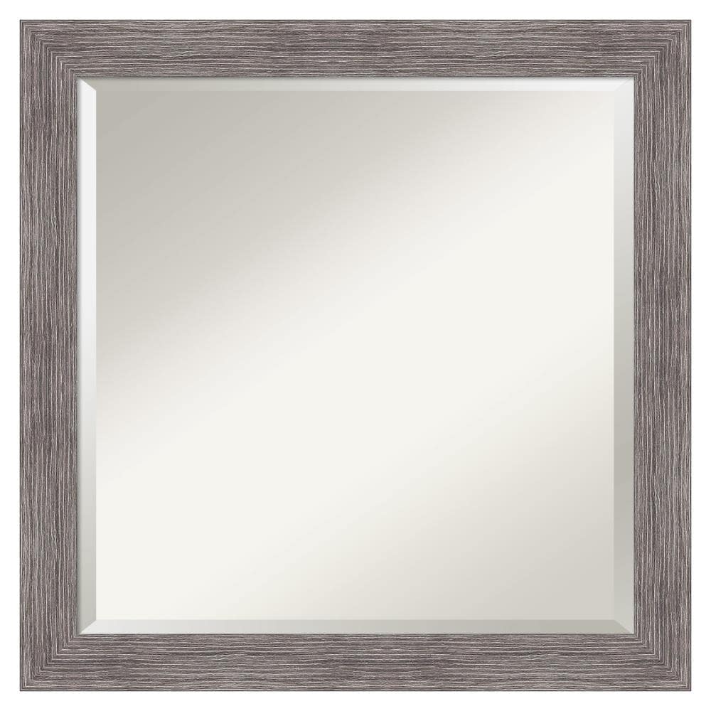 Gray Pinstripe Framed Rectangular Bathroom Vanity Mirror