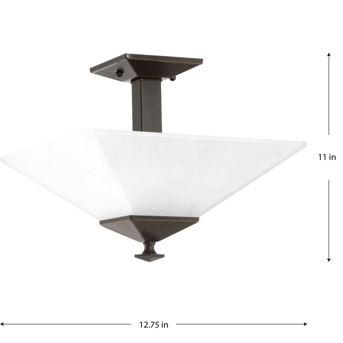 Clifton Heights Antique Bronze Semi-Flush Light with Etched Glass Shade