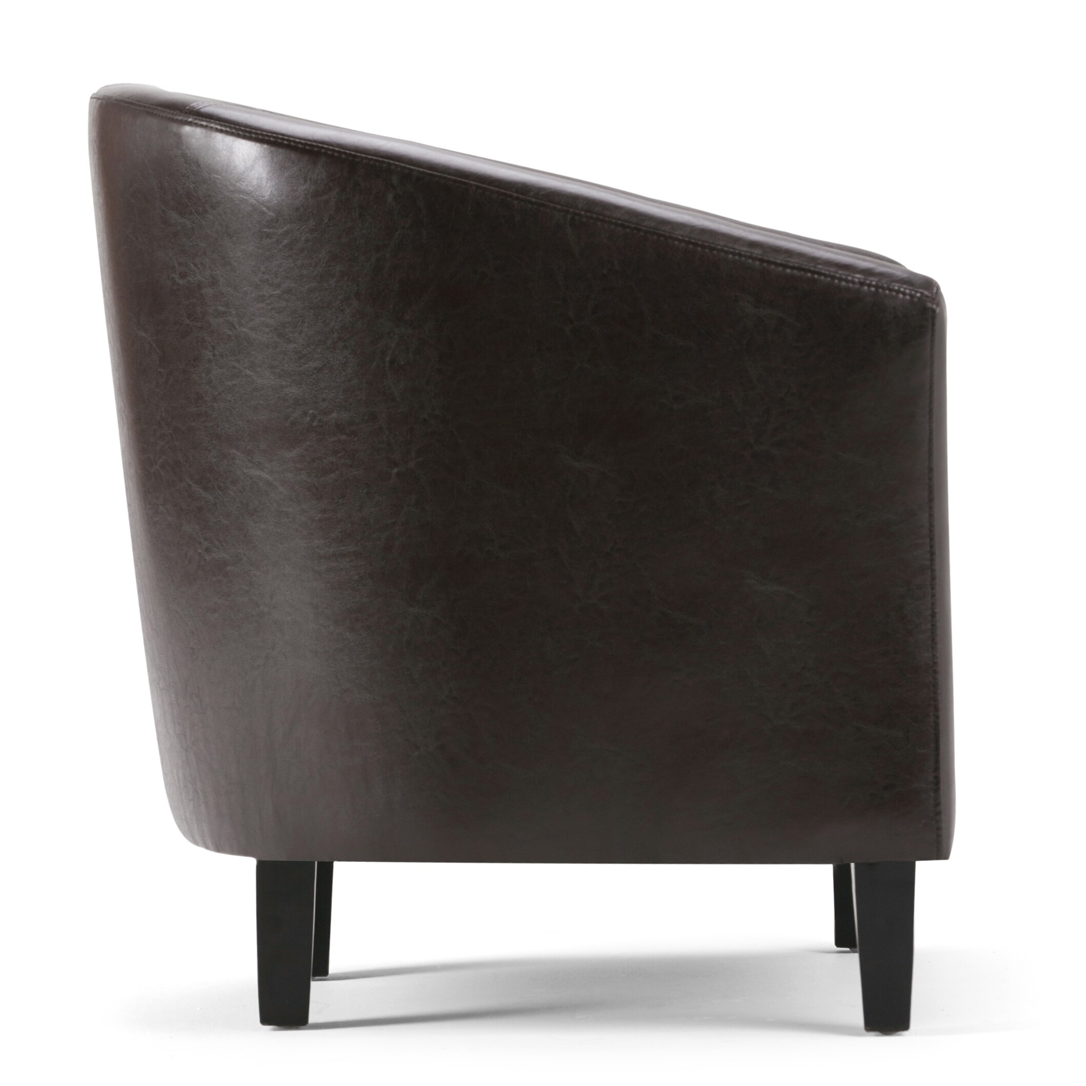 Austin Dark Brown Faux Leather Barrel Accent Chair