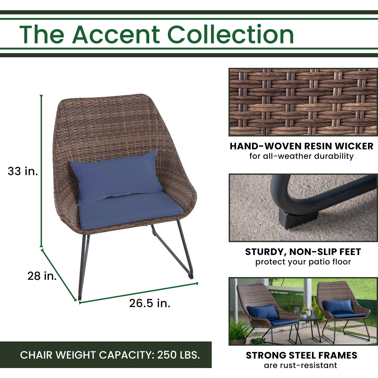 Hanover ACCENT3PC-NVY Patio-Conversation-Sets - View #3