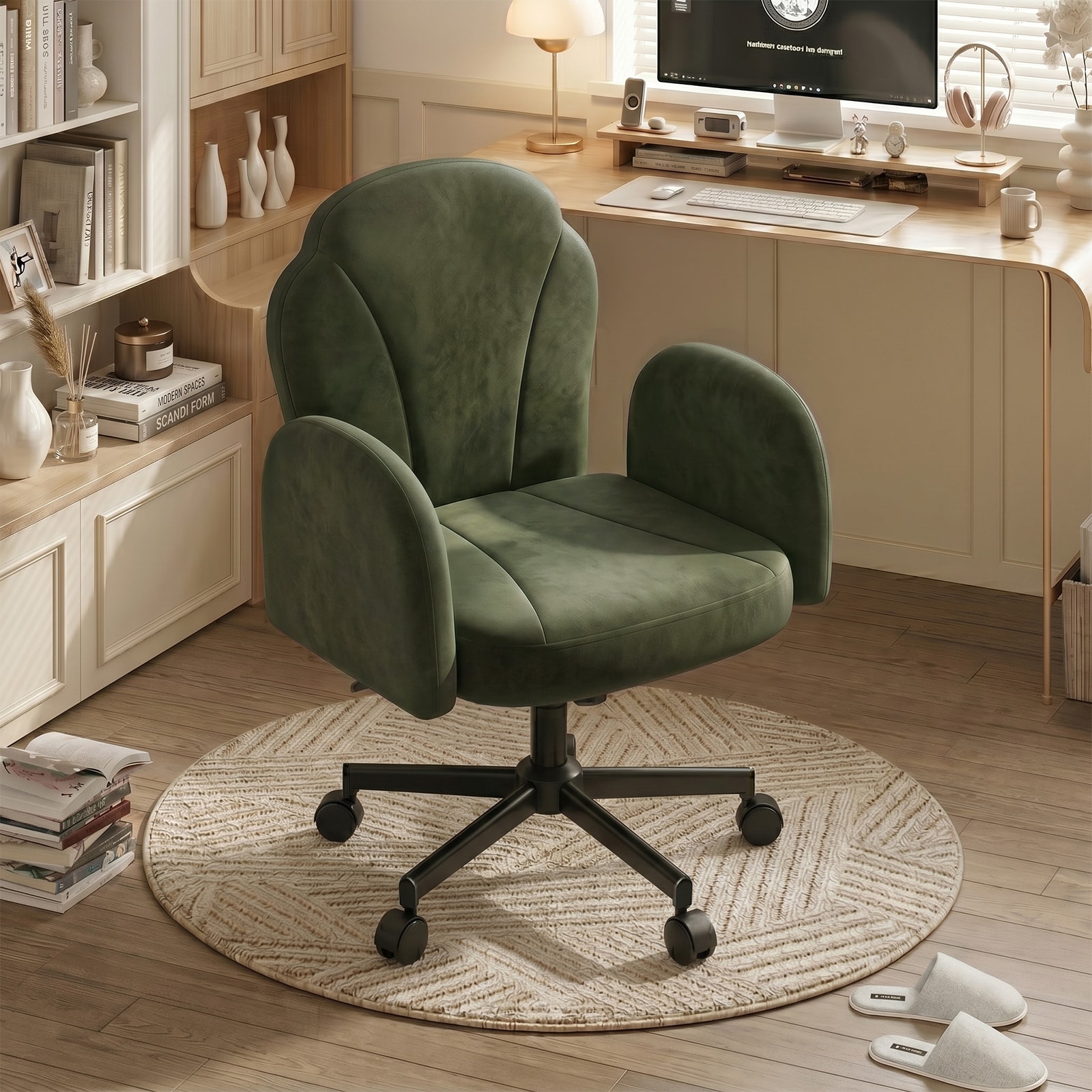 Bestier - 37.01-in W Green Ergonomic Office Chair with Folding Armrest and Reclining Backrest