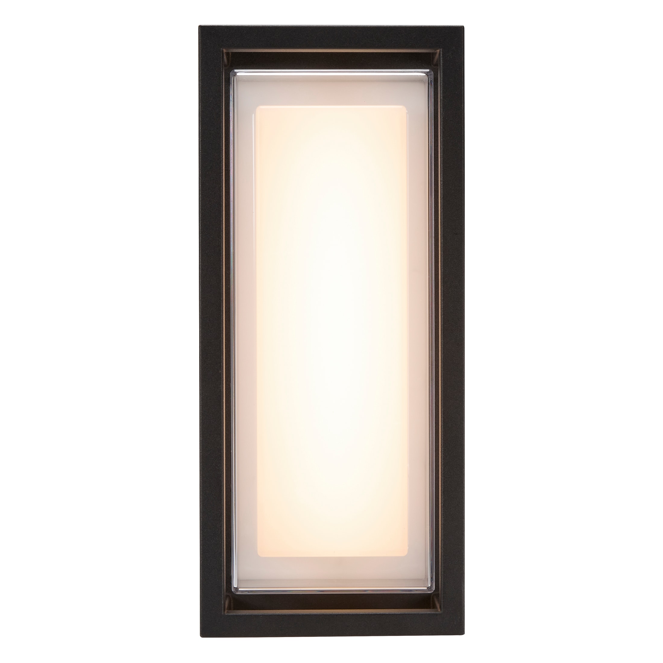 Black Matte Rectangular LED Outdoor Wall Sconce with Frosted Glass