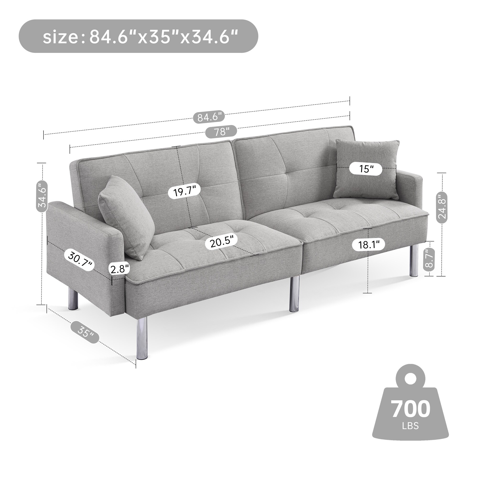 A Furniture Classics SS2864P-LGFT futons - View #3