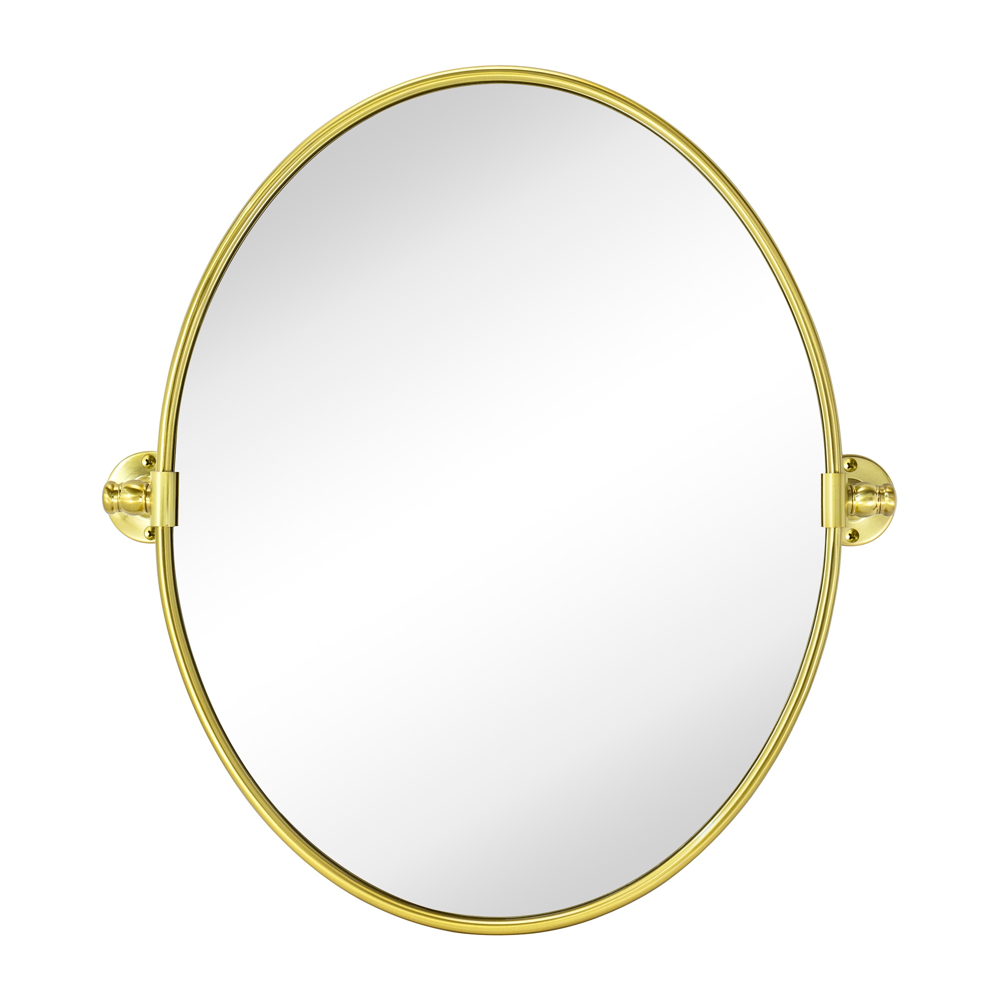 TEHOME Luecinda 19-in x 24-in Framed Oval Tilting Bathroom Vanity Mirror ( Brushed Gold )