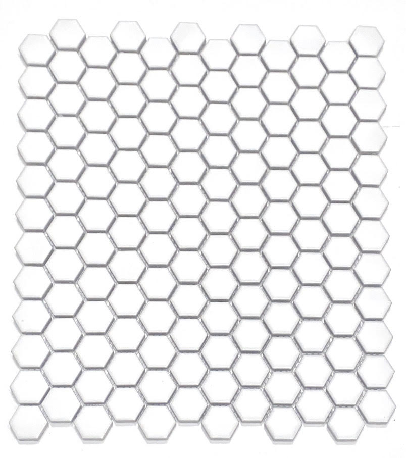 Splash Mosaic Tile Cascade White 10-in x 12-in Glazed Porcelain Hexagon ...