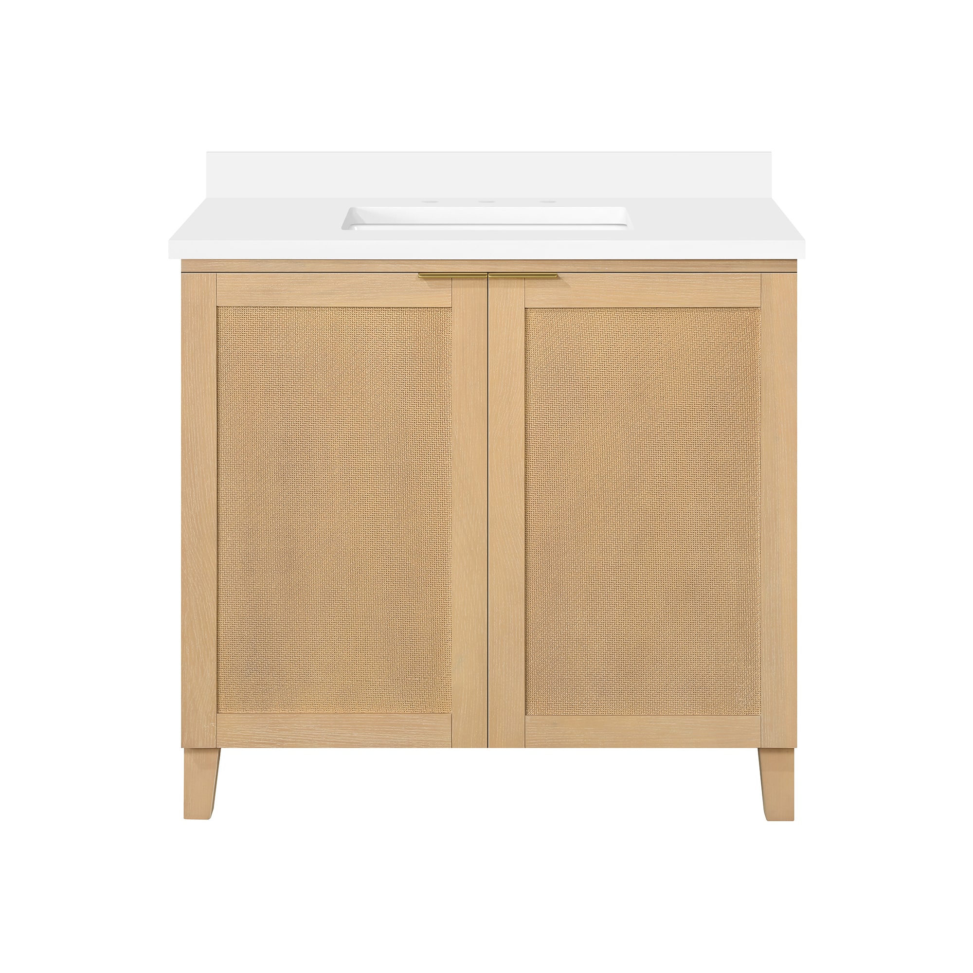 Macy 36" Rustic Ash Bathroom Vanity with White Sink