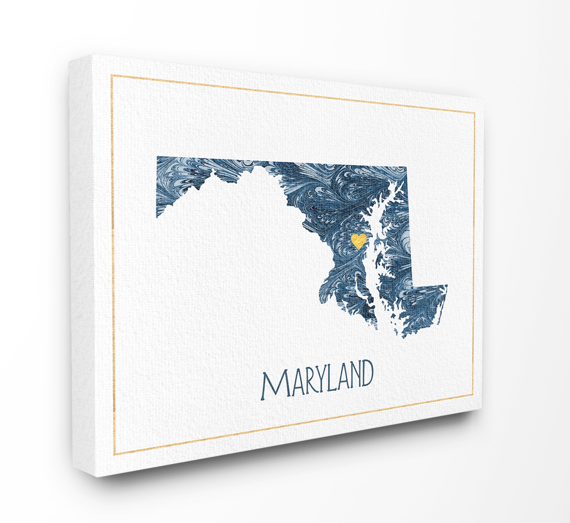 Stupell Industries Maryland Minimal Blue Marbled Paper Silhouette ...