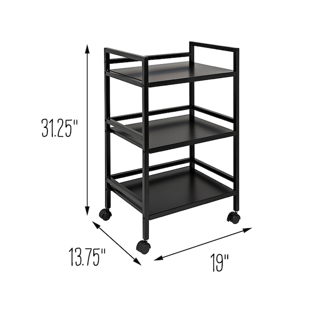 Honey-Can-Do Black Steel Base with Steel Top Kitchen Cart (13.78-in x ...