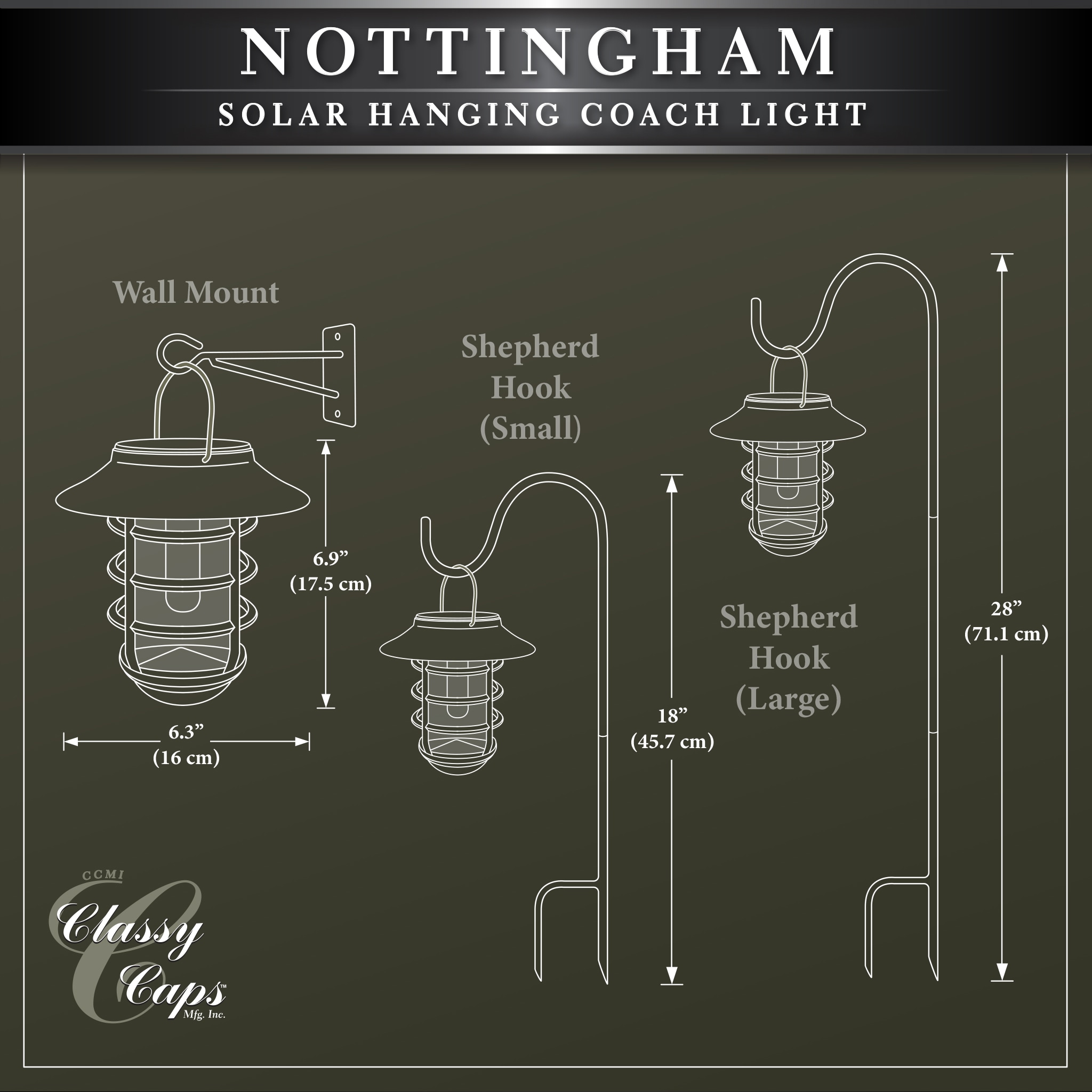 Nottingham Black Aluminum LED Solar Pathway Coach Light