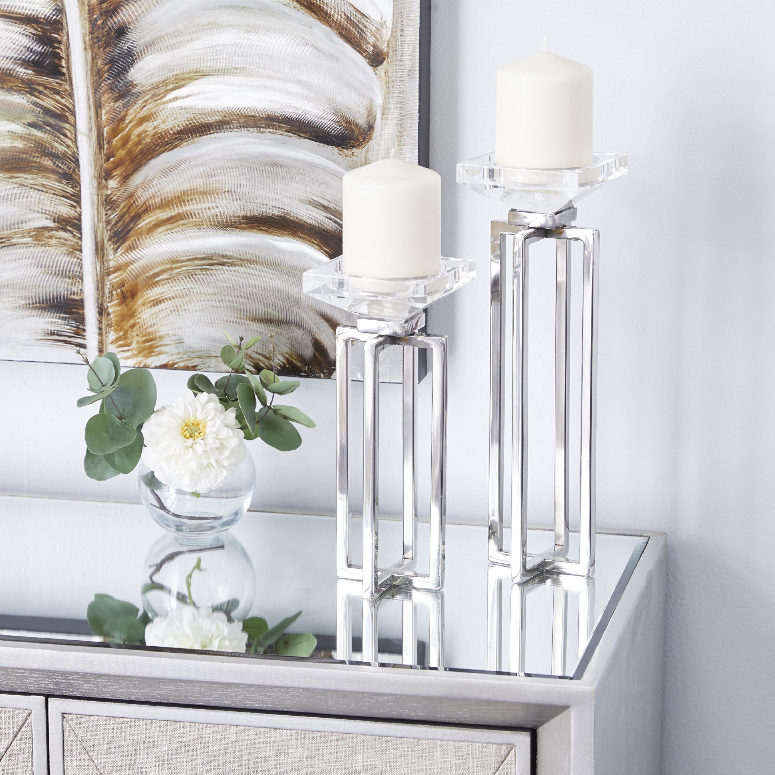 Grayson Lane 90997 2 Candle Stainless Steel Pillar Candle Holder