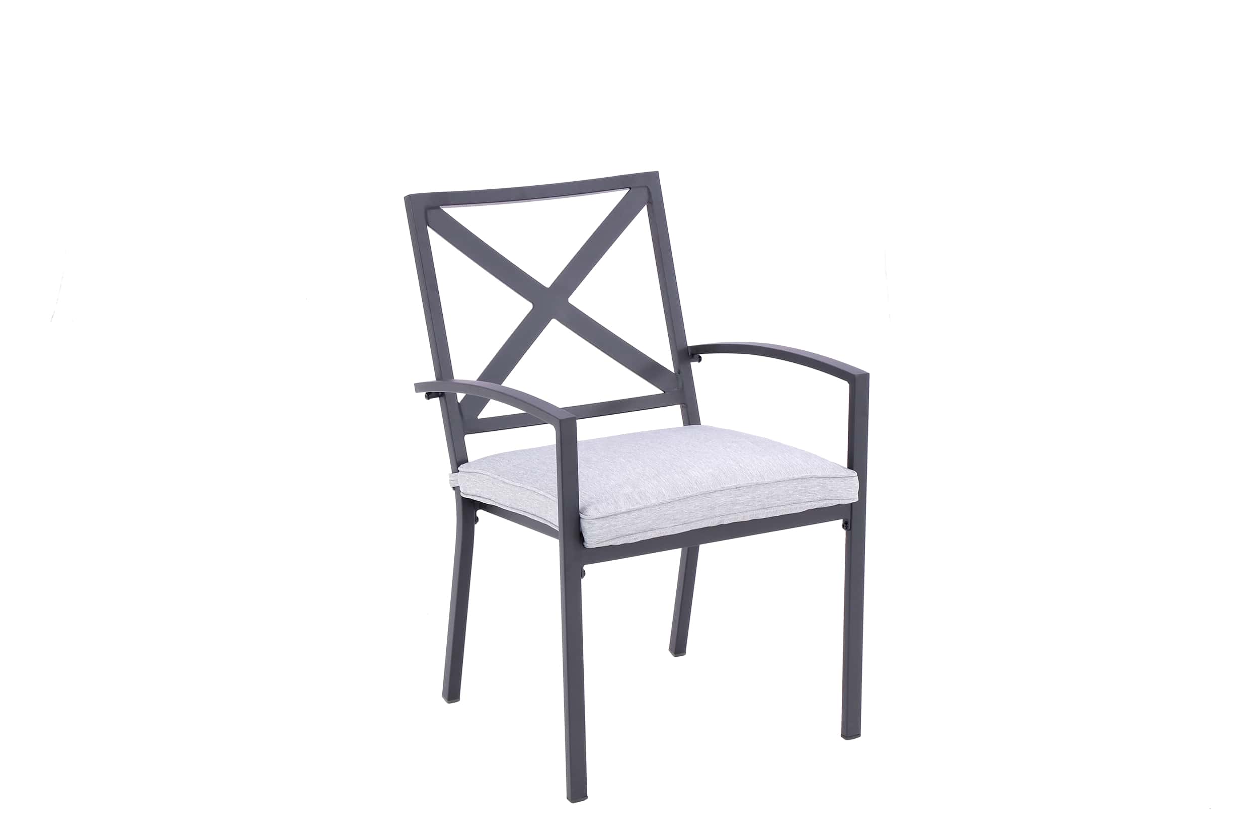  GCB97678ACH-GE Calabria Set of 2 Stackable Black Aluminum Frame Stationary Dining Chair with Gray Unbranded Cushioned Seat