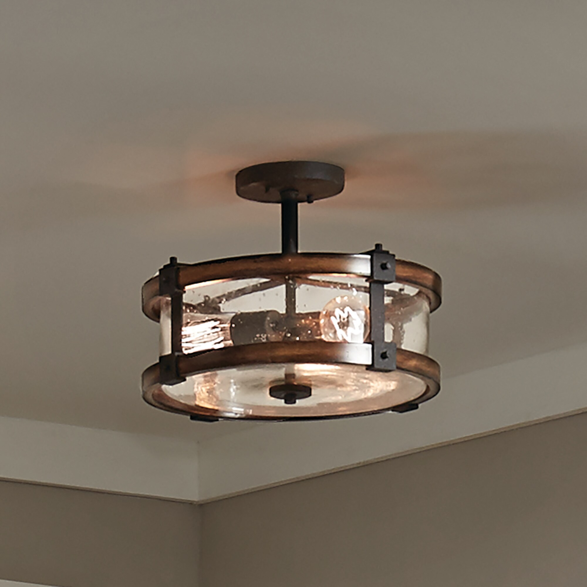 Kichler Barrington 5-Light Distressed Black and Wood Tone Rustic Dry Rated Chandelier