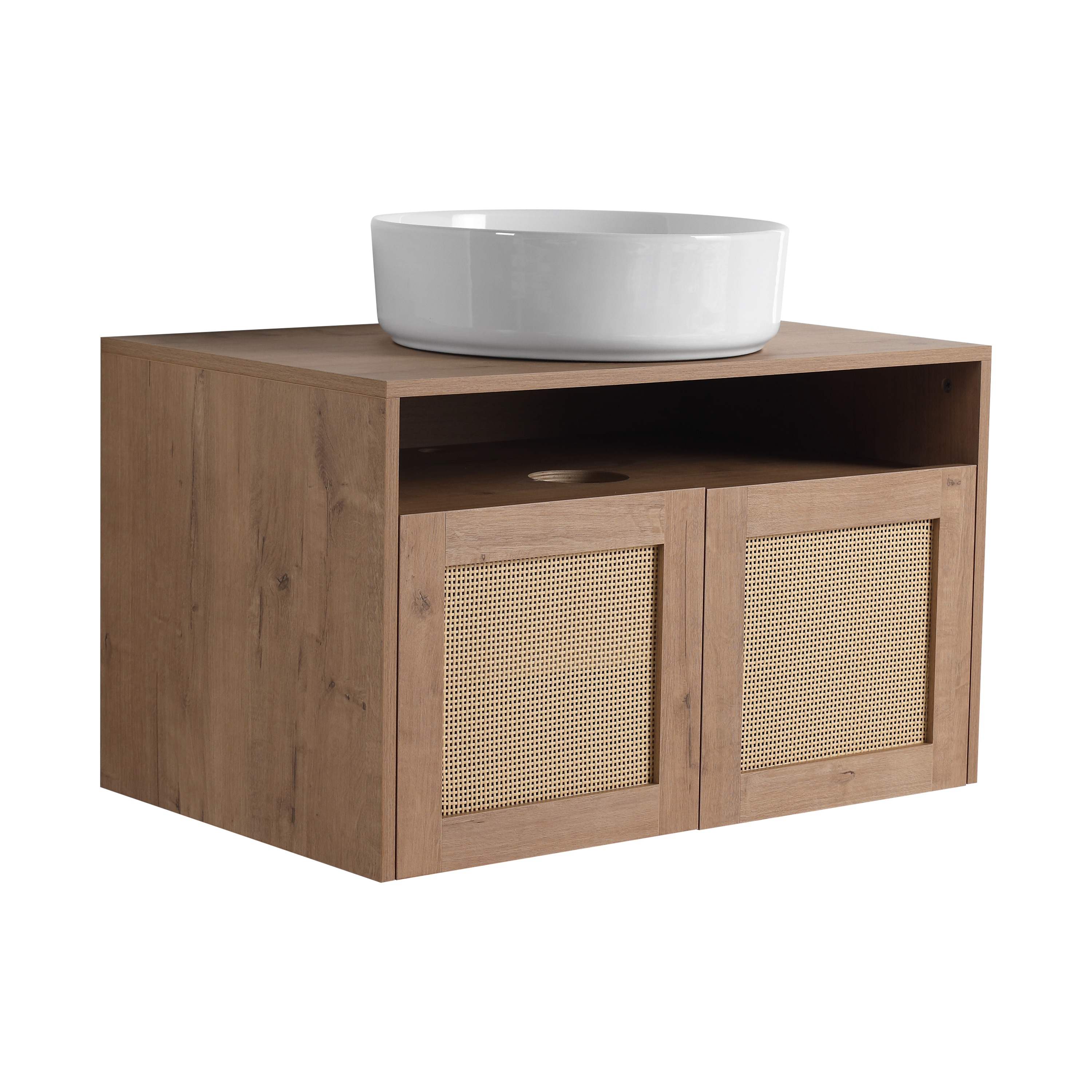 Tatayosi - 30 inches Bathroom Vanity with White Ceramic Art Sink 2-Soft Close Door Float Mounting...
