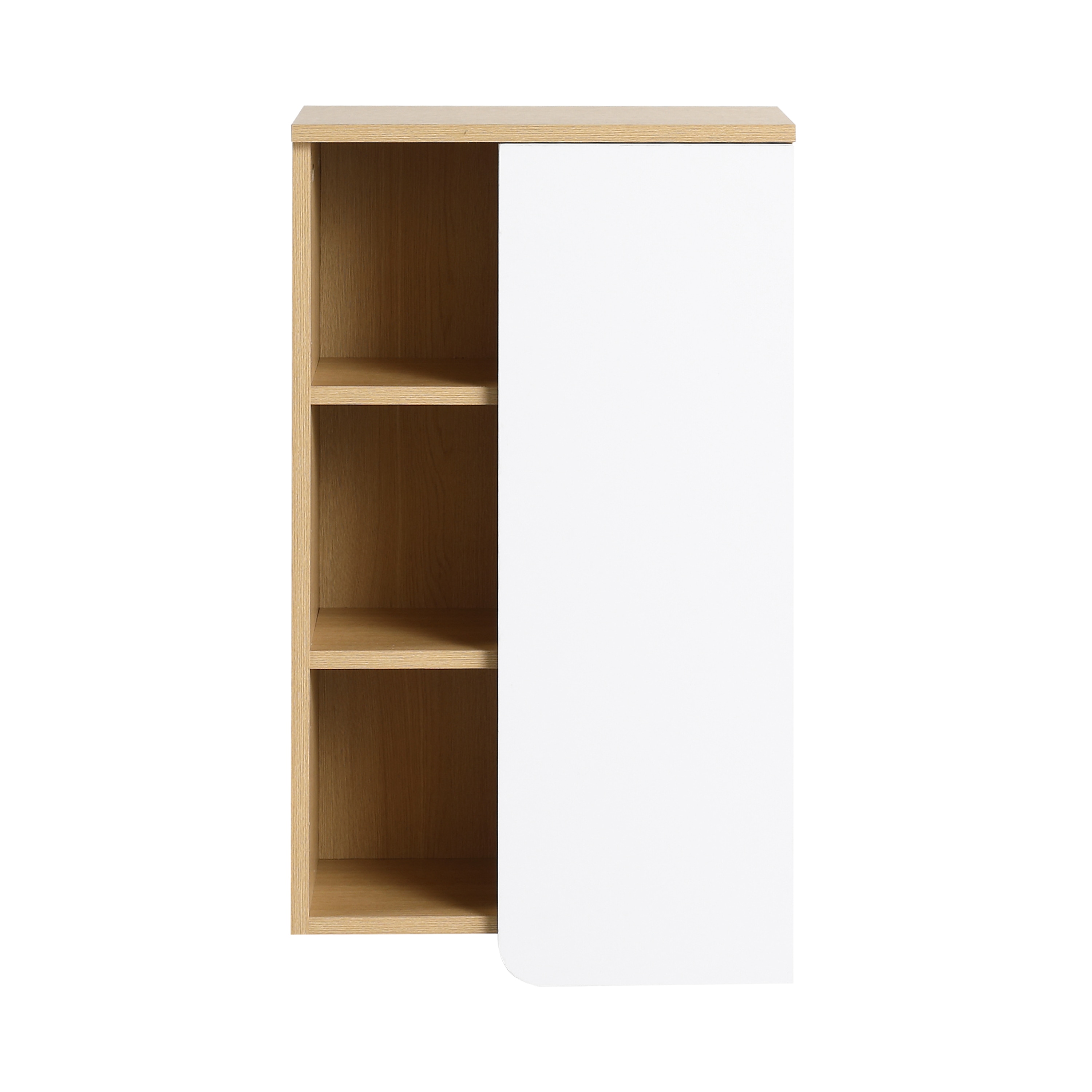 LOVMOR  15.7-in x 9.8-in x 27.6-in Black Light Oak White Bathroom Wall Cabinet with 3 Shelves and Single Door