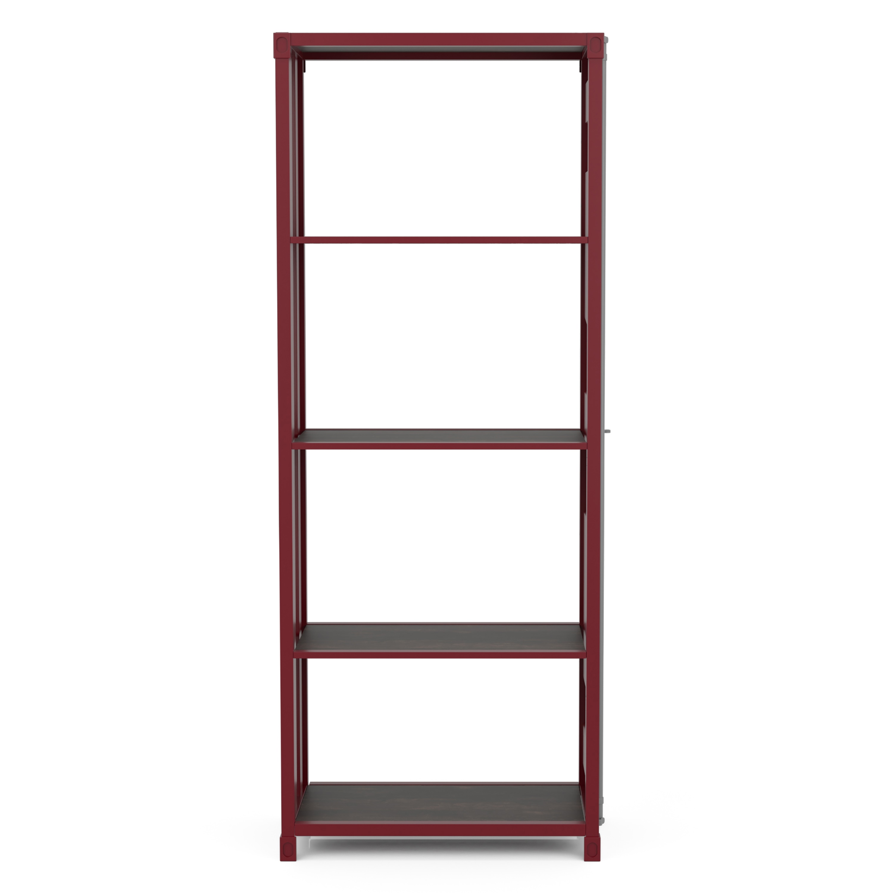 Ansinne Red Powder Coating Metal 4-Shelf Bookcase (26.38-in W x 64.38-in H x 14-in D) | - Furniture of America IDF-AC333RD