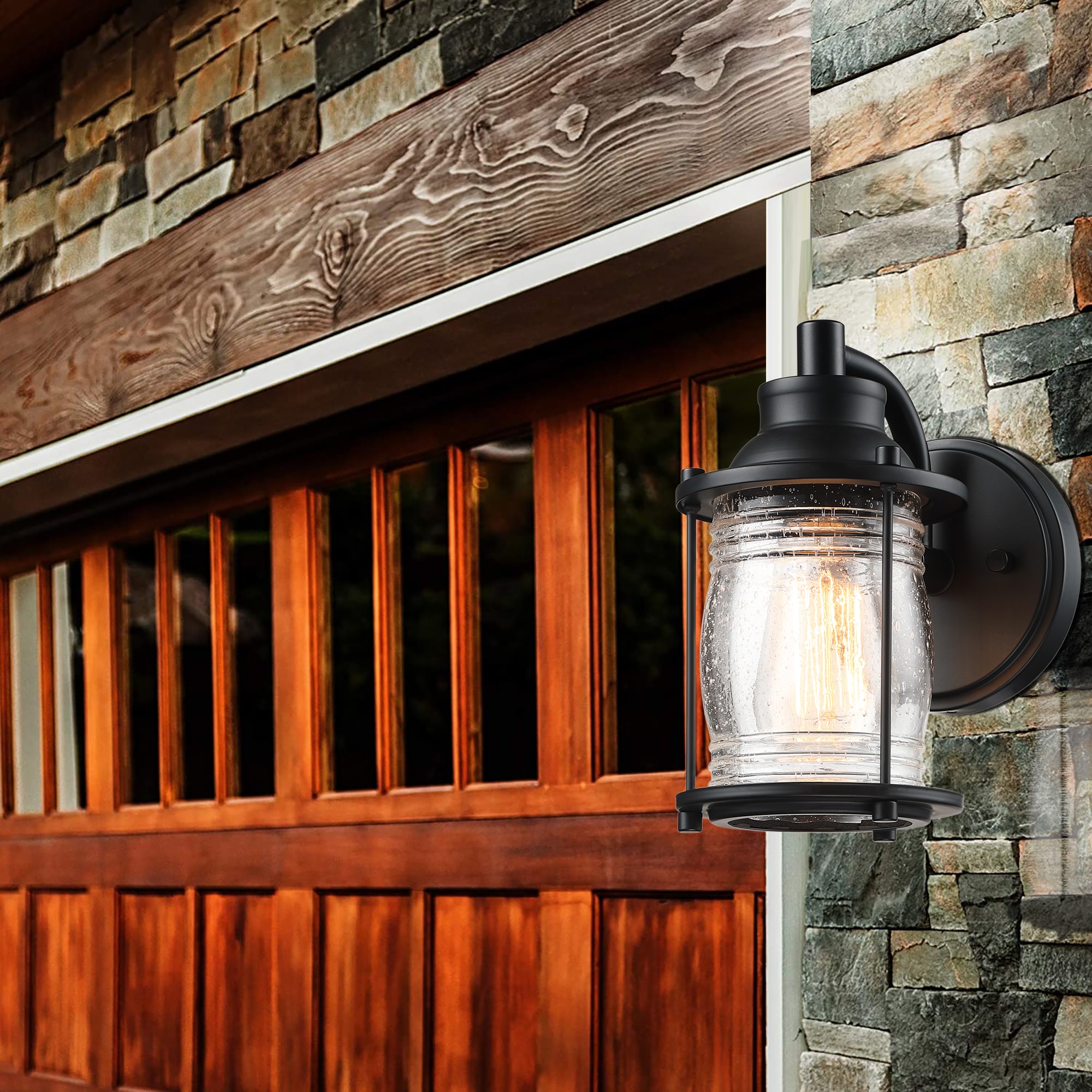 Hukoro 1-Light 8.31-in H Matte Black Outdoor Wall Light In The Outdoor ...